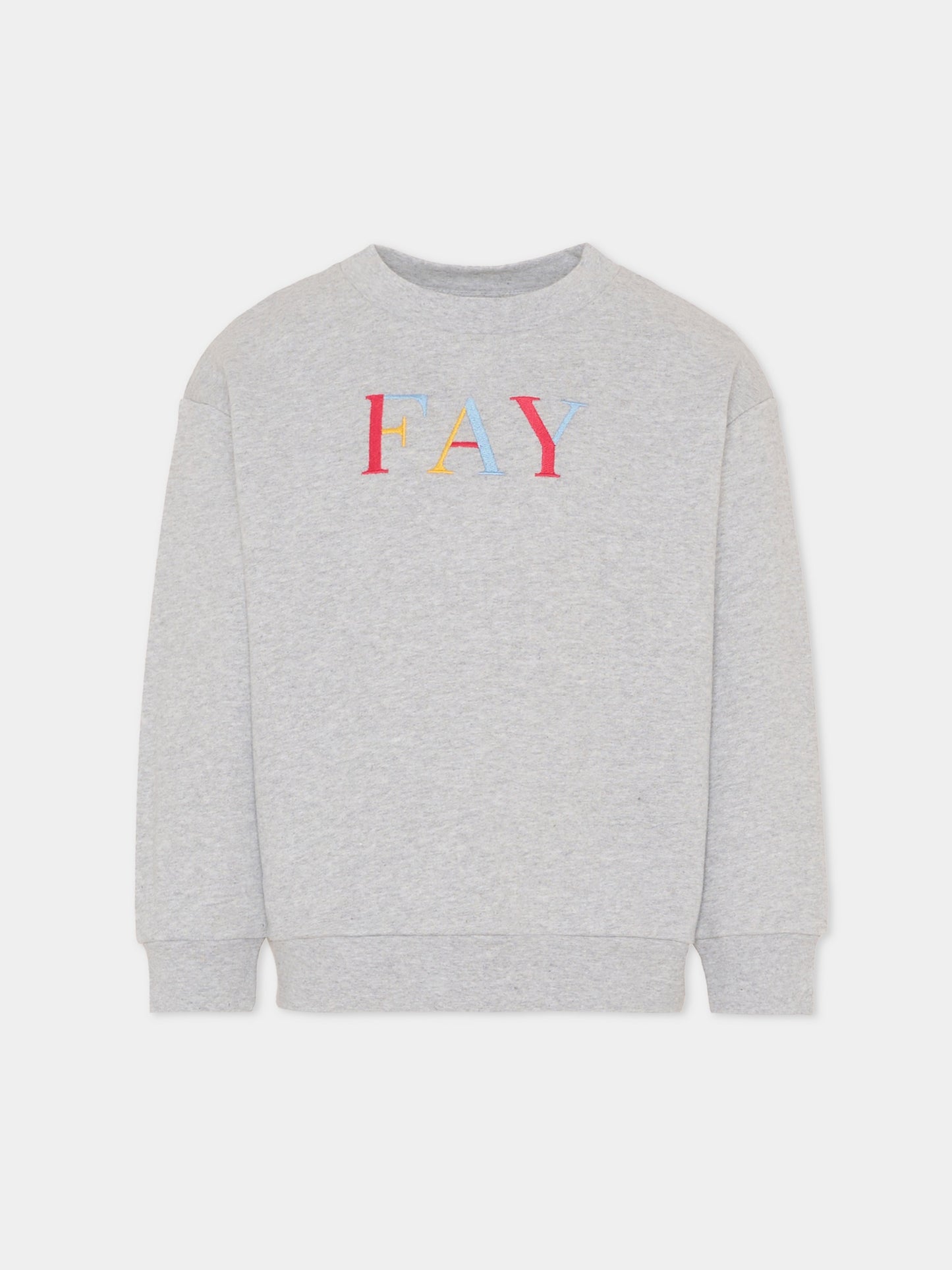 Felpa grigia per bambino con logo,Fay Kids,FU4P40 Z1178 800
