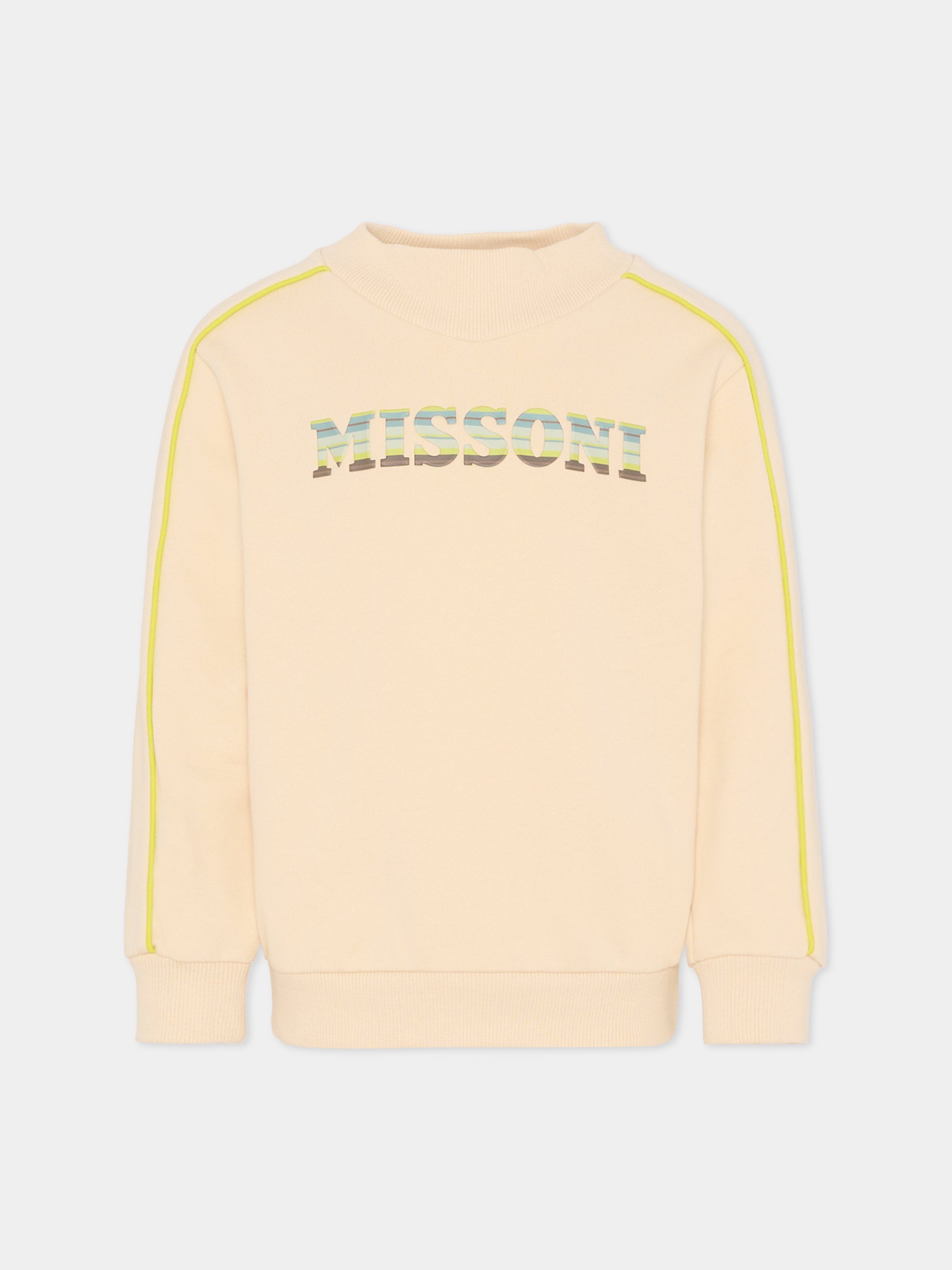 Felpa beige per bambini con logo,Missoni,MU4P20 Z0081 165VE