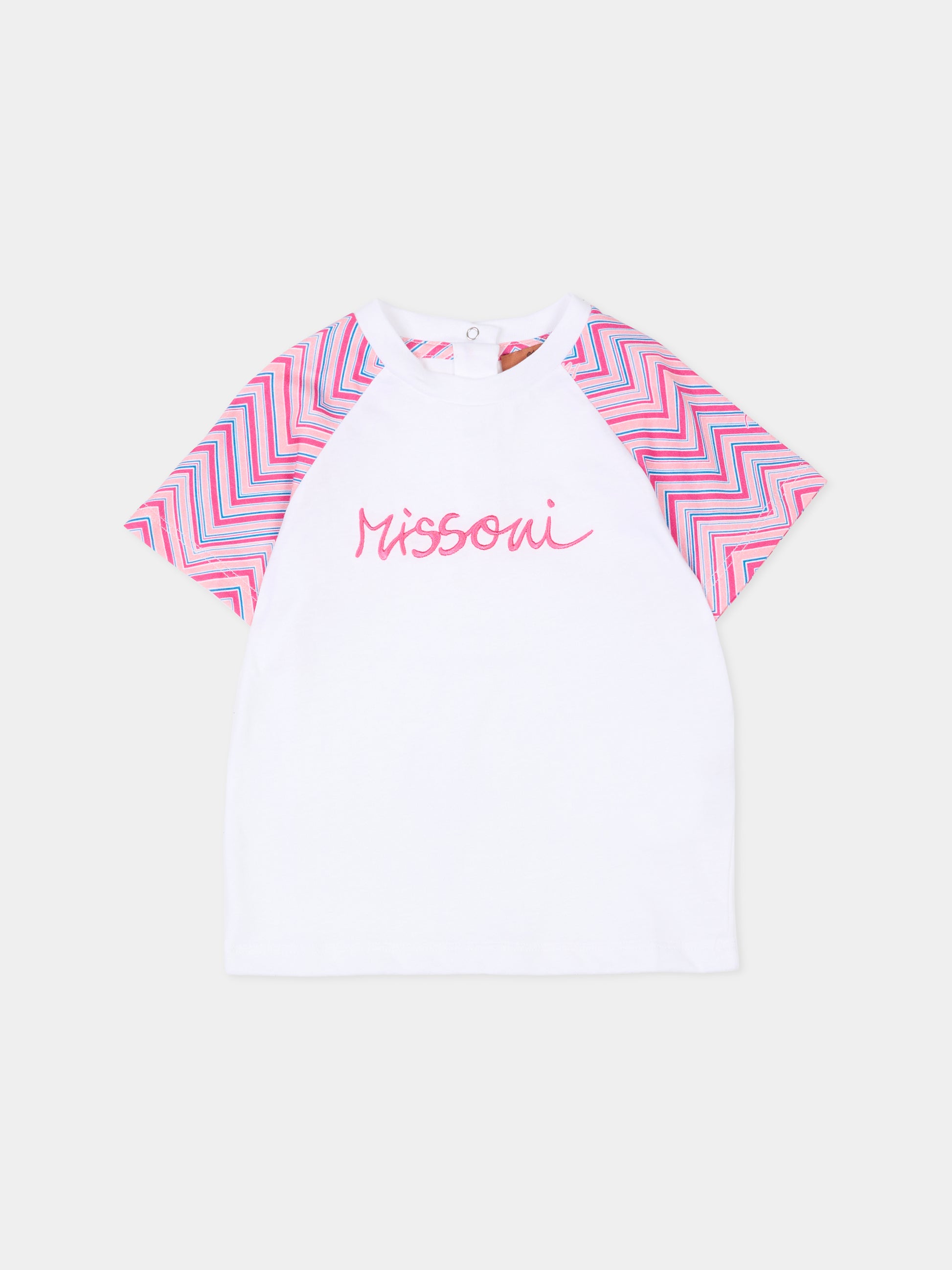 T-shirt bianca per neonata con logo,Missoni,MU8041 Z0082 100FU