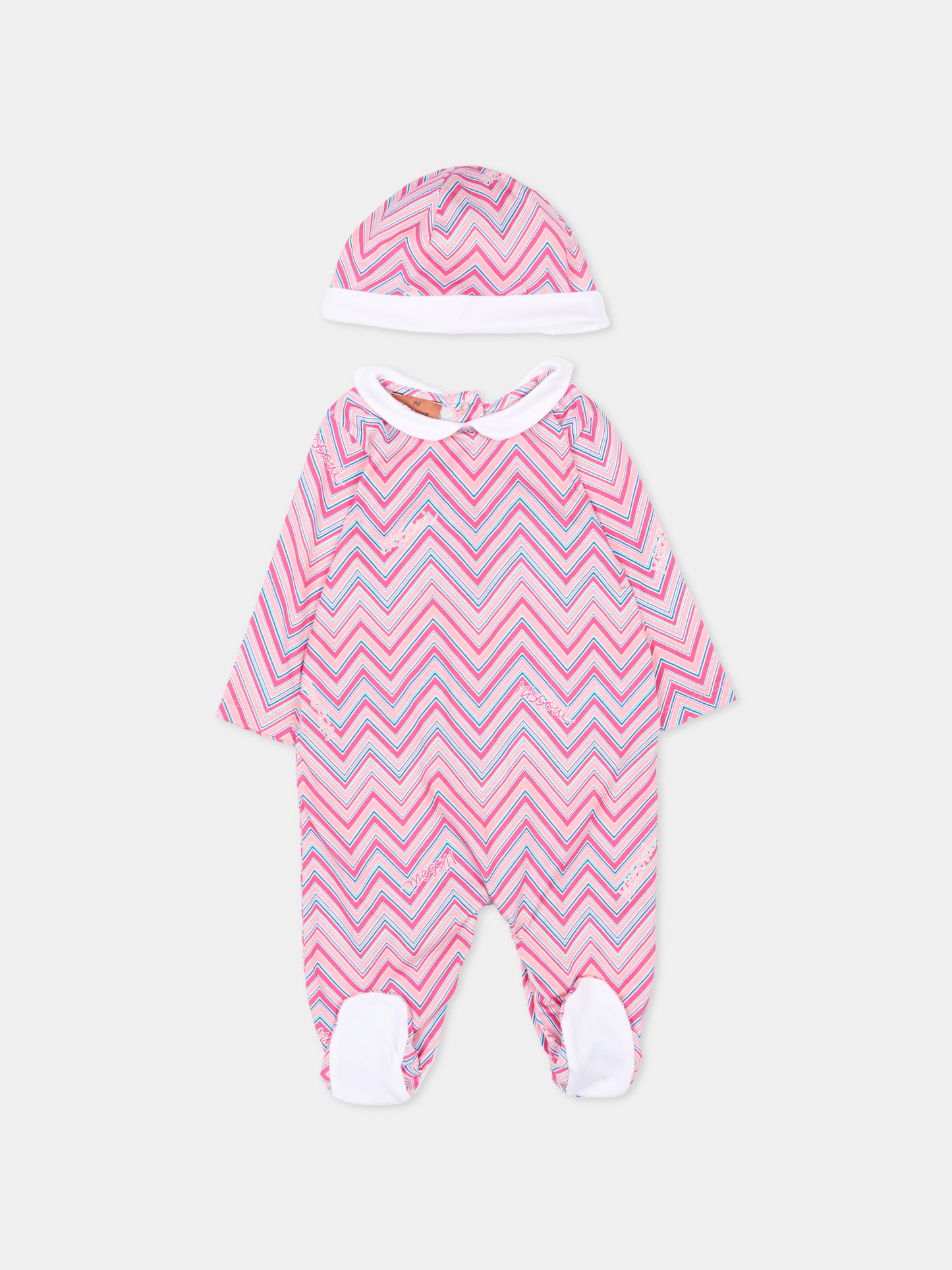 Completo rosa per neonata con motivo chevron,Missoni,MUB510 Z1904 513MC