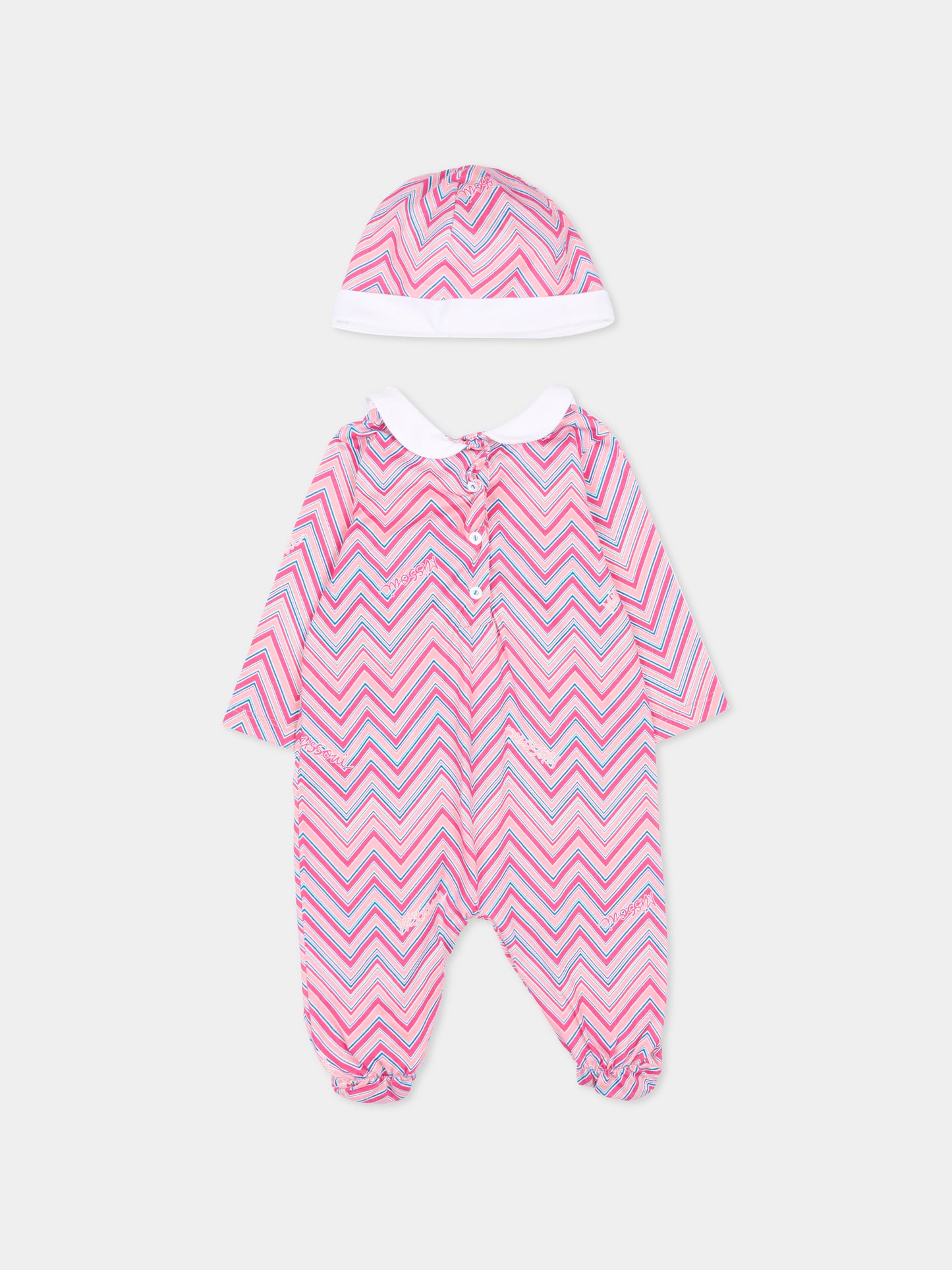 Completo rosa per neonata con motivo chevron,Missoni,MUB510 Z1904 513MC