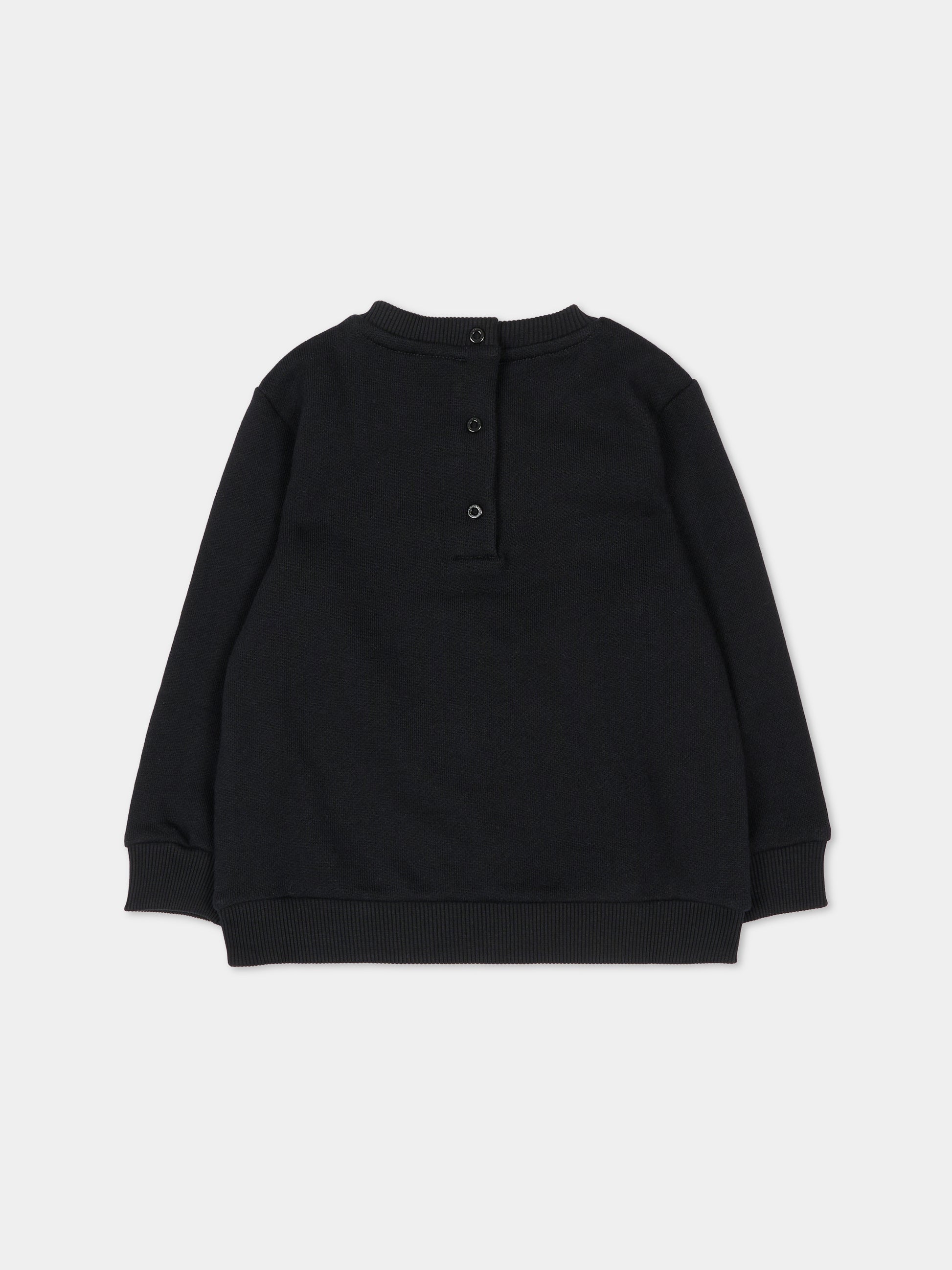 Felpa nera per neonati con logo,Balmain Kids,BS4520 Z0001 930