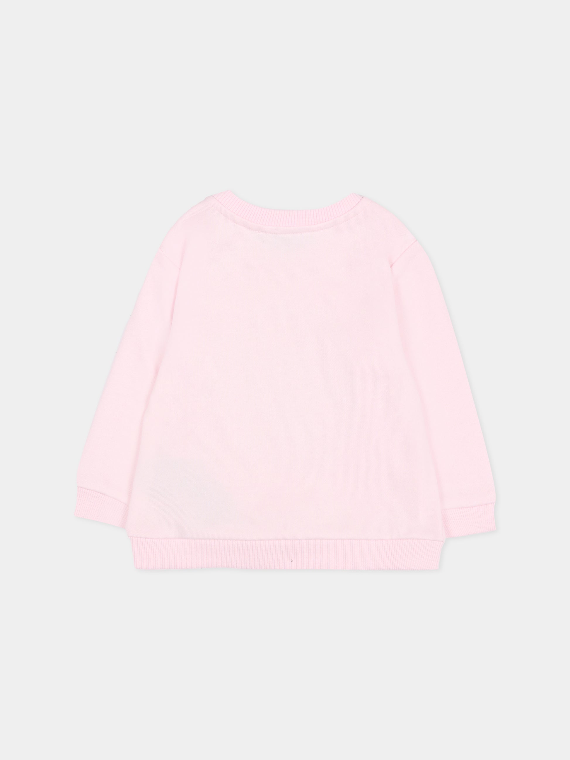 Felpa rosa per neonata con logo,Balmain Kids,BS4540 Z0081 540