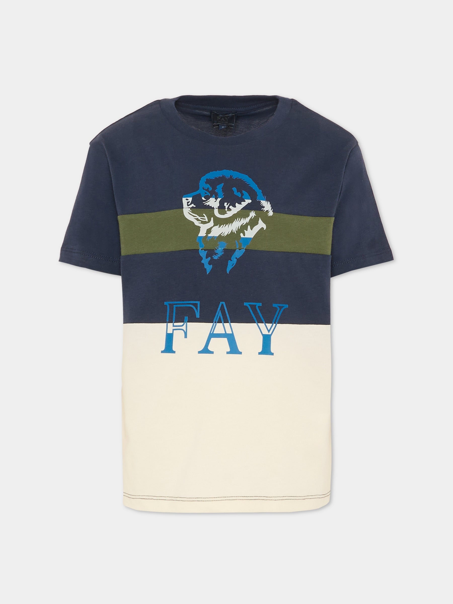 T-shirt blu per bambino con logo,Fay Kids,FV8P00 Z0761 102BL