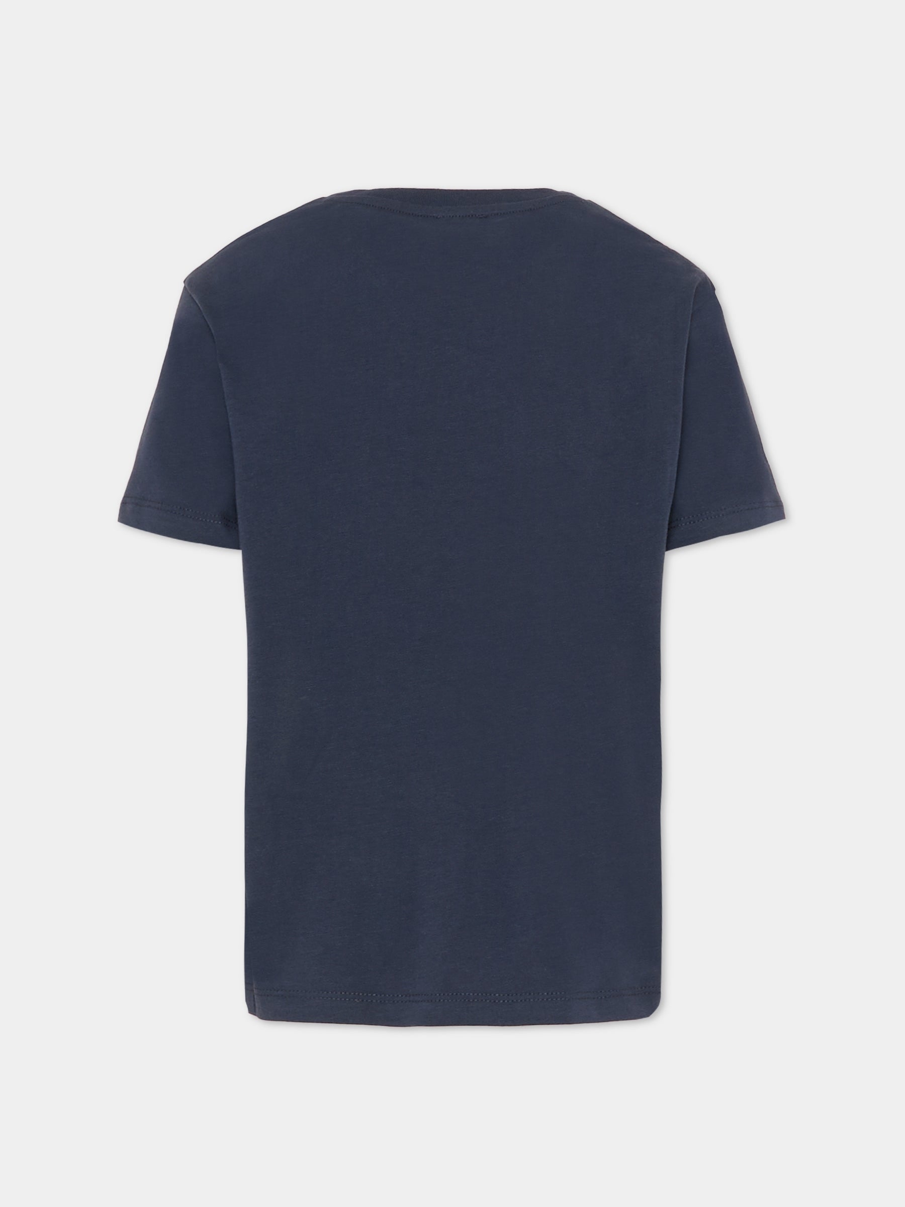 T-shirt blu per bambino con logo,Fay Kids,FV8P00 Z0761 102BL