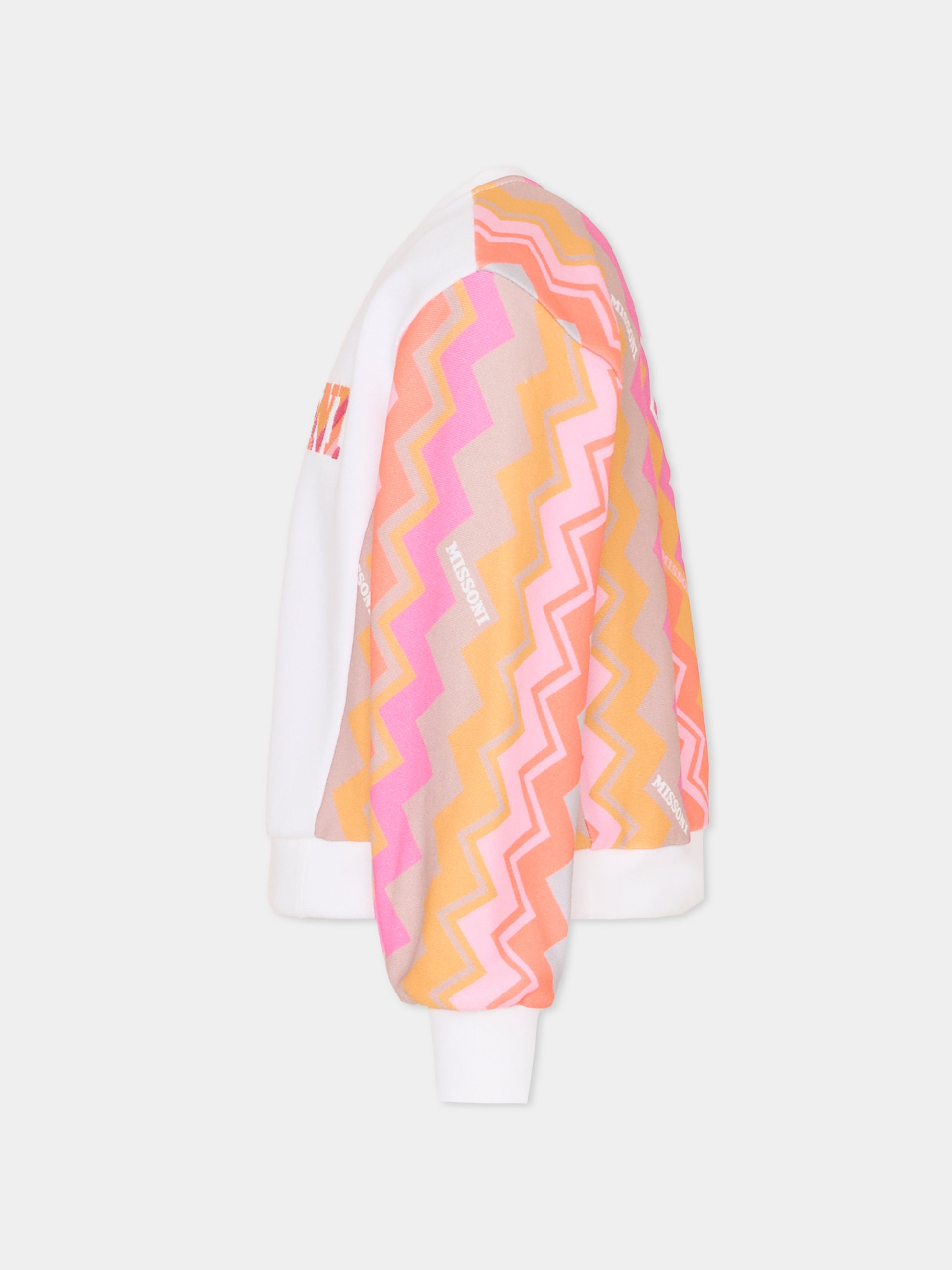 Felpa bianca per bambina con logo,Missoni,MV4A50 F0061 100MC