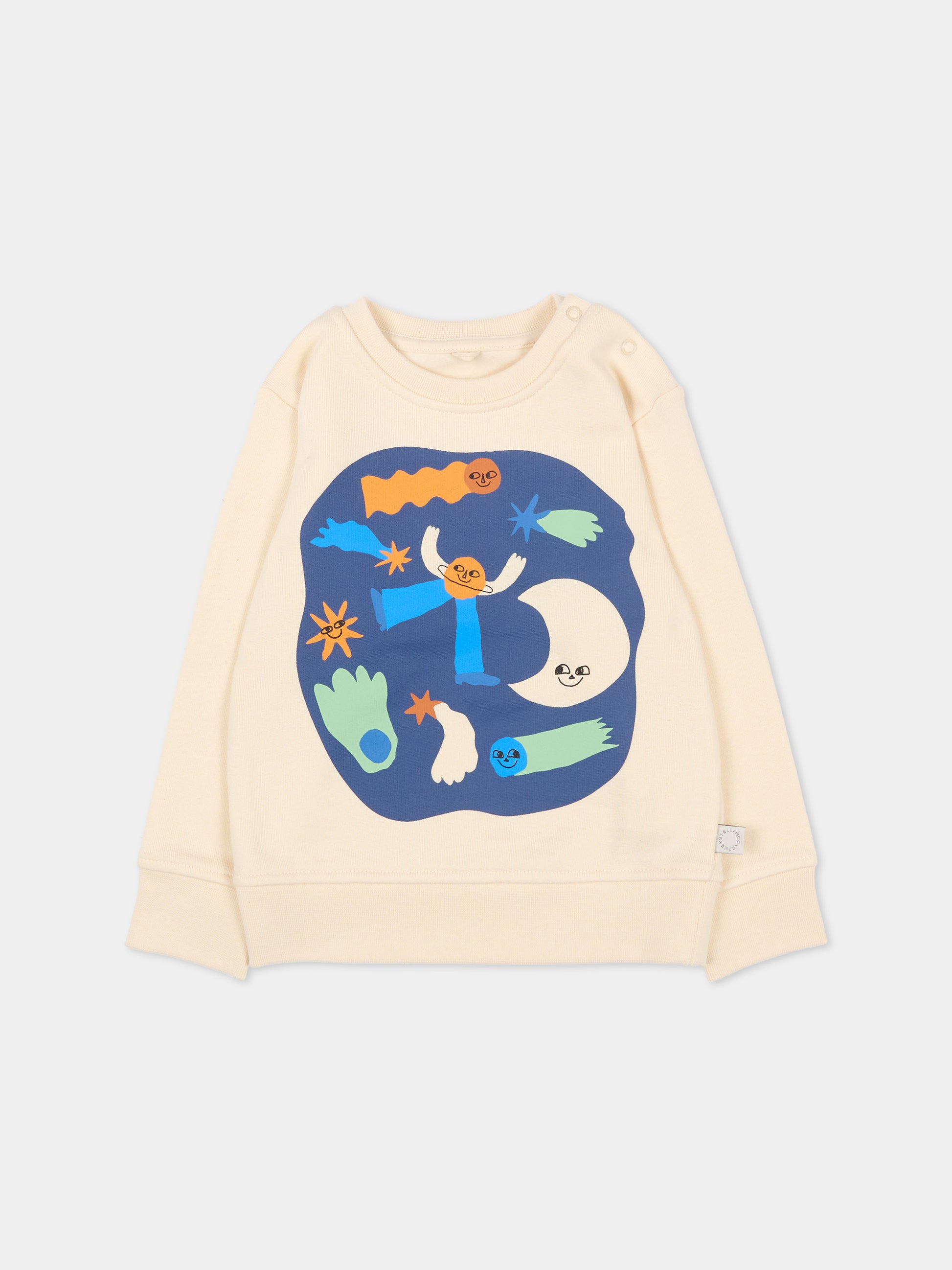 Felpa beige per neonato con stampa spazio,Stella Mccartney Kids,TV4510 Z0453 168