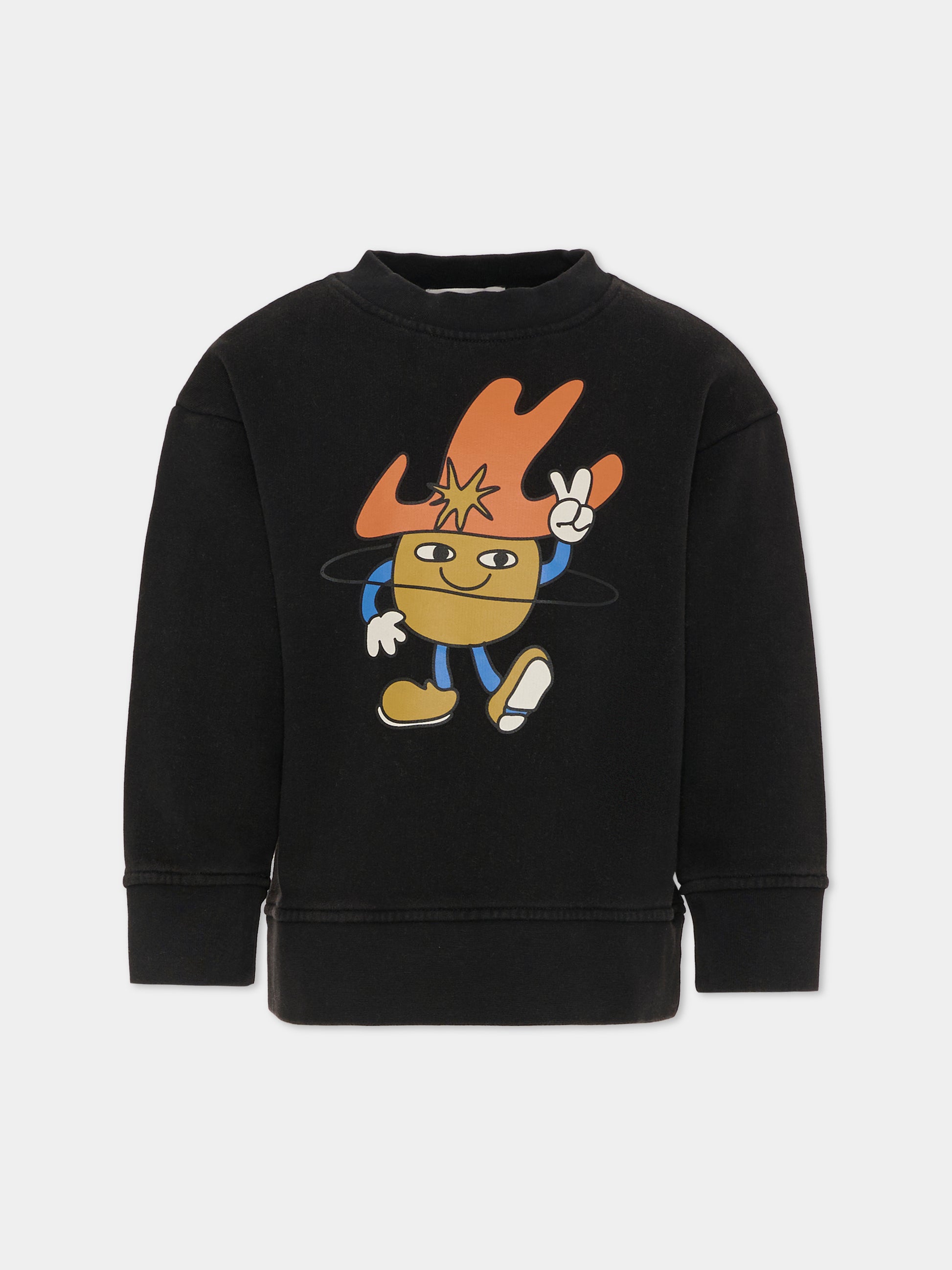 Felpa nera per bambino con cowboy,Stella Mccartney Kids,TV4Q40 Z0453 930