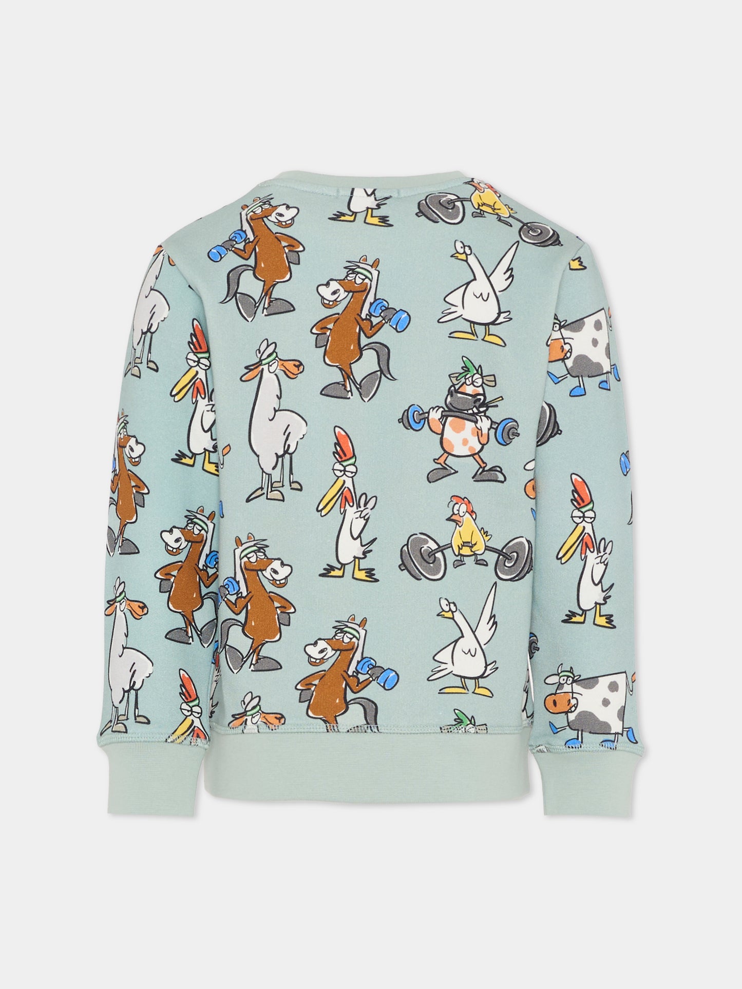 Felpa verde per bambino con stampa animali,Stella Mccartney Kids,TV4R20 Z2133 710MC