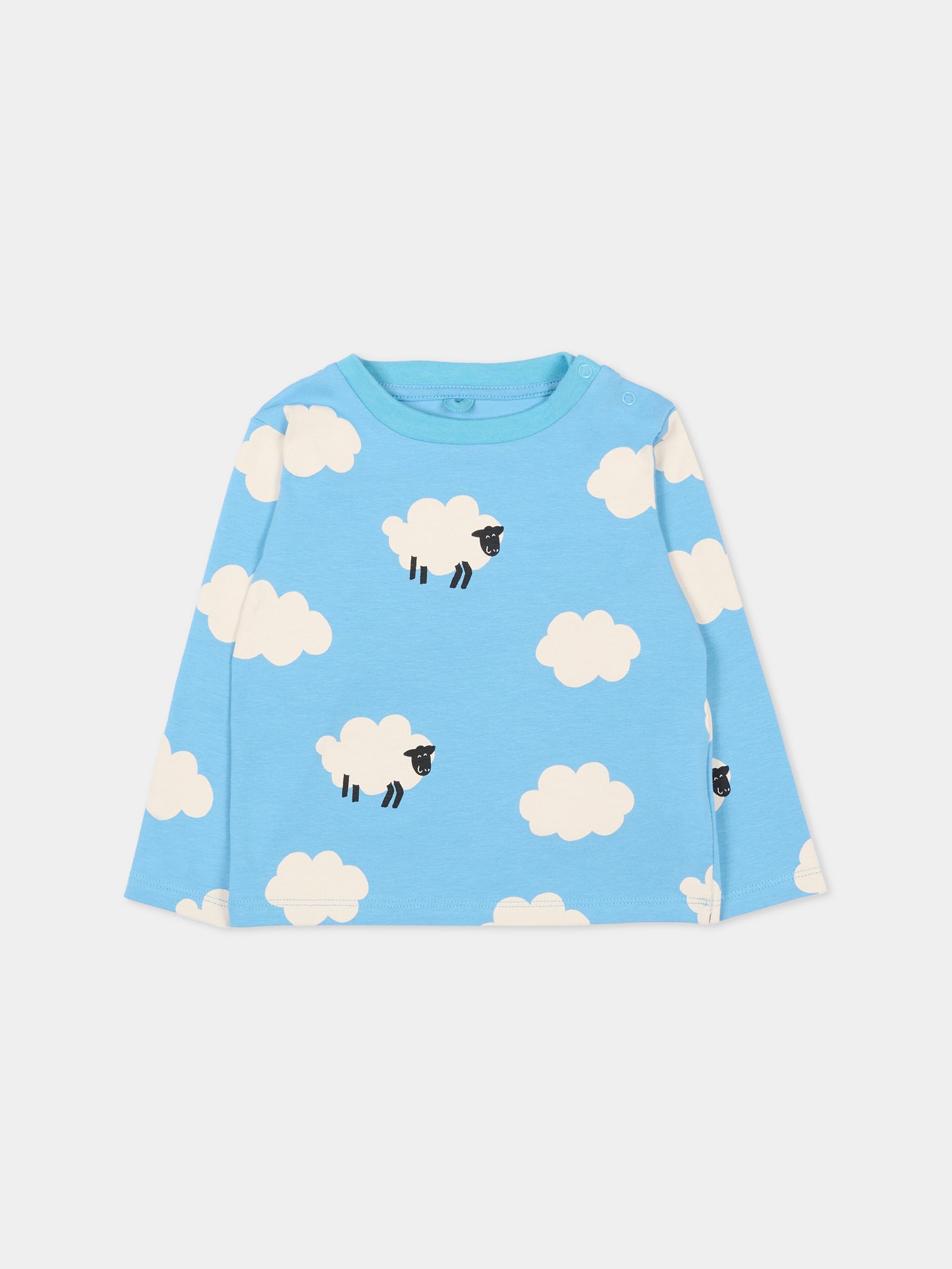 T-shirt celeste per neonato con pecora e nuvole,Stella Mccartney Kids,TV8050 Z2019 630MC