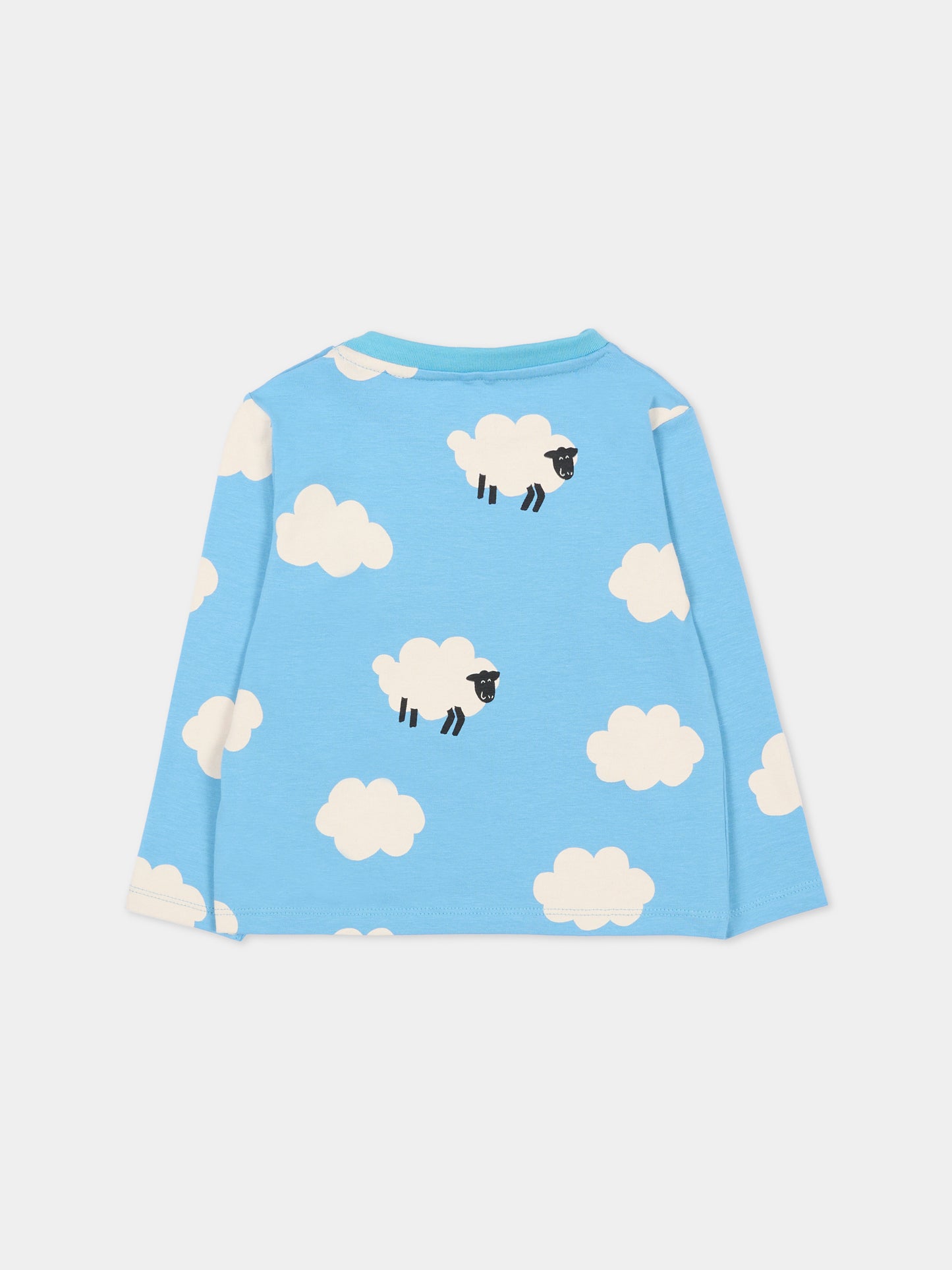 T-shirt celeste per neonato con pecora e nuvole,Stella Mccartney Kids,TV8050 Z2019 630MC
