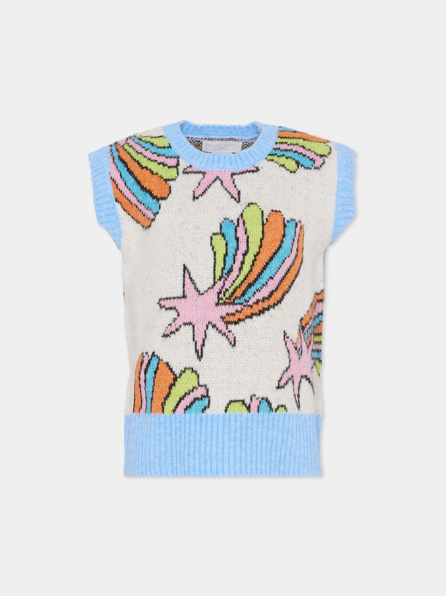 Maglia gilet multicolor per bambina con stella cadante,Stella Mccartney Kids,TV9B92 Z2292 999