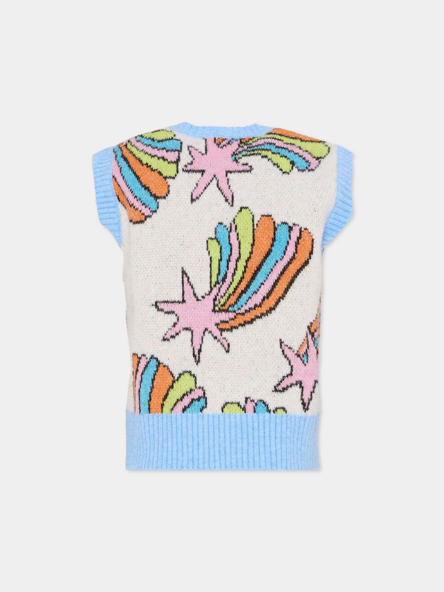 Maglia gilet multicolor per bambina con stella cadante,Stella Mccartney Kids,TV9B92 Z2292 999