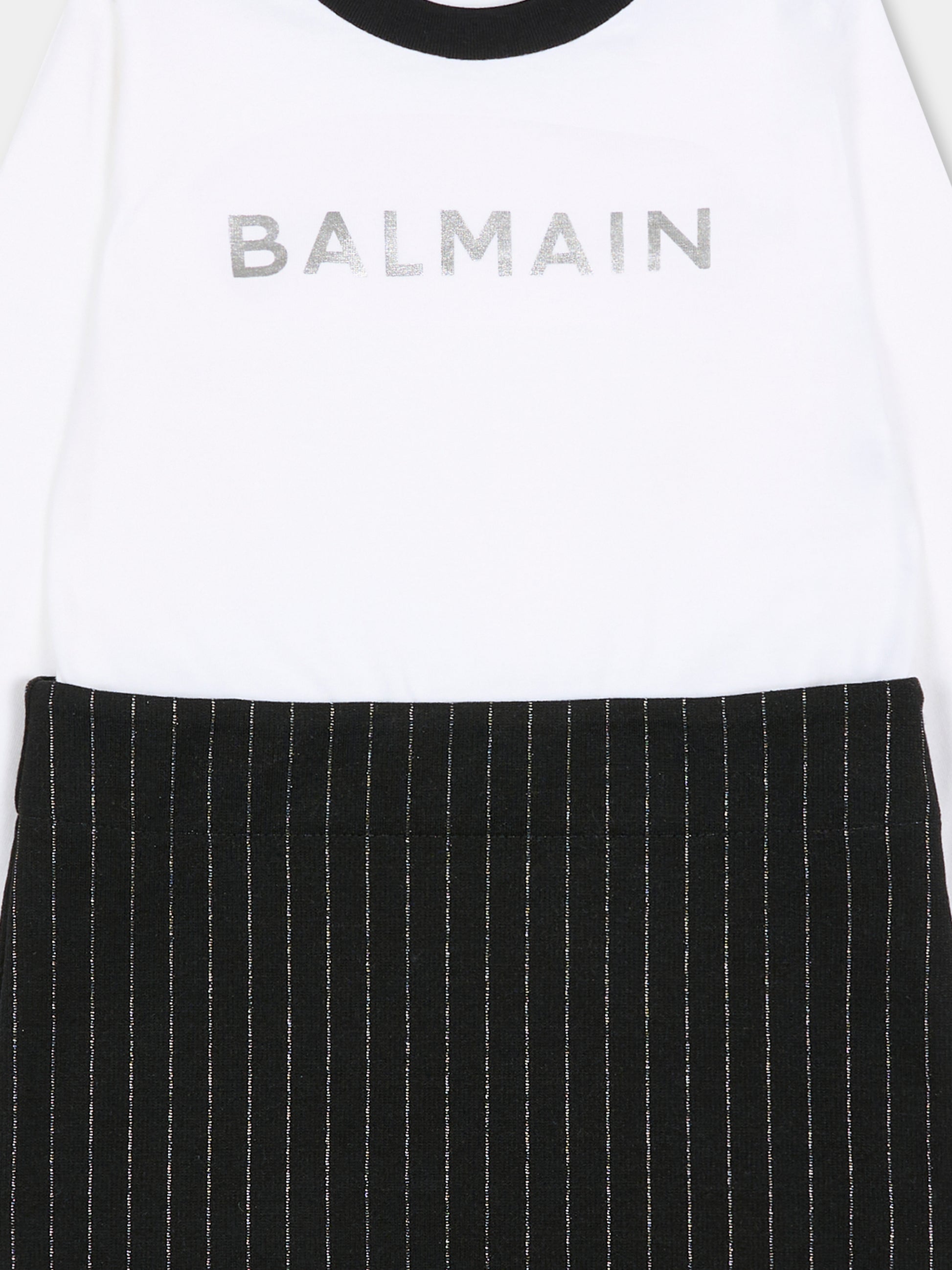Vestito nero per neonata con logo,Balmain Kids,BT1020 Z1537 930BC