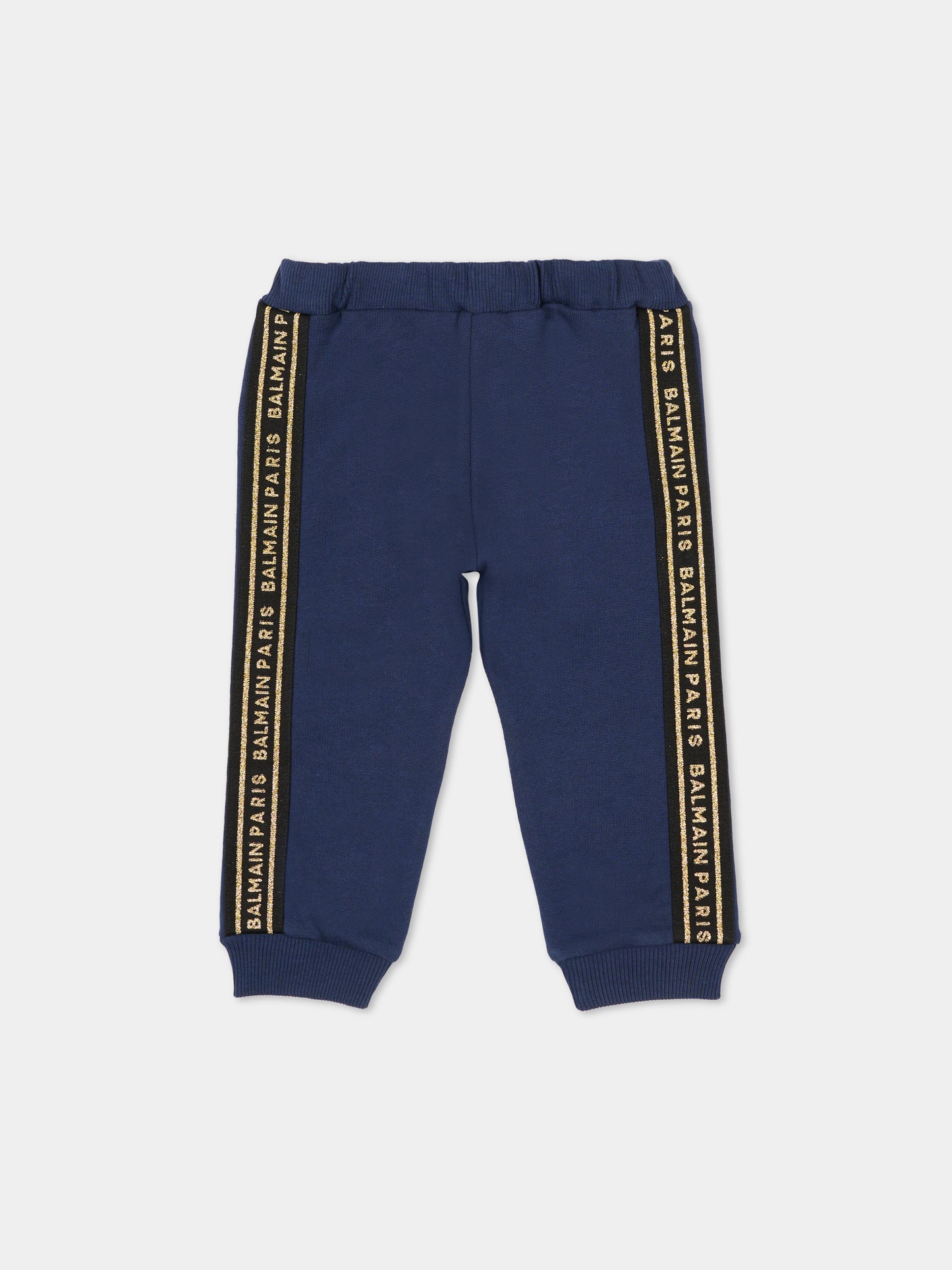 Pantaloni blu per naonato con logo,Balmain Kids,BT6600 Z0114 649