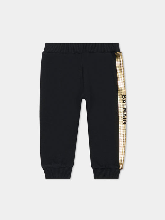 Pantaloni neri per neonati con logo,Balmain Kids,BT6640 Z0081 930OR