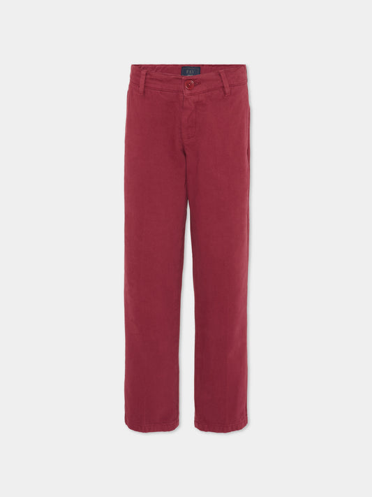 Pantaloni bordeaux per bambino con logo,Fay Kids,FT6P10 Z1772 416