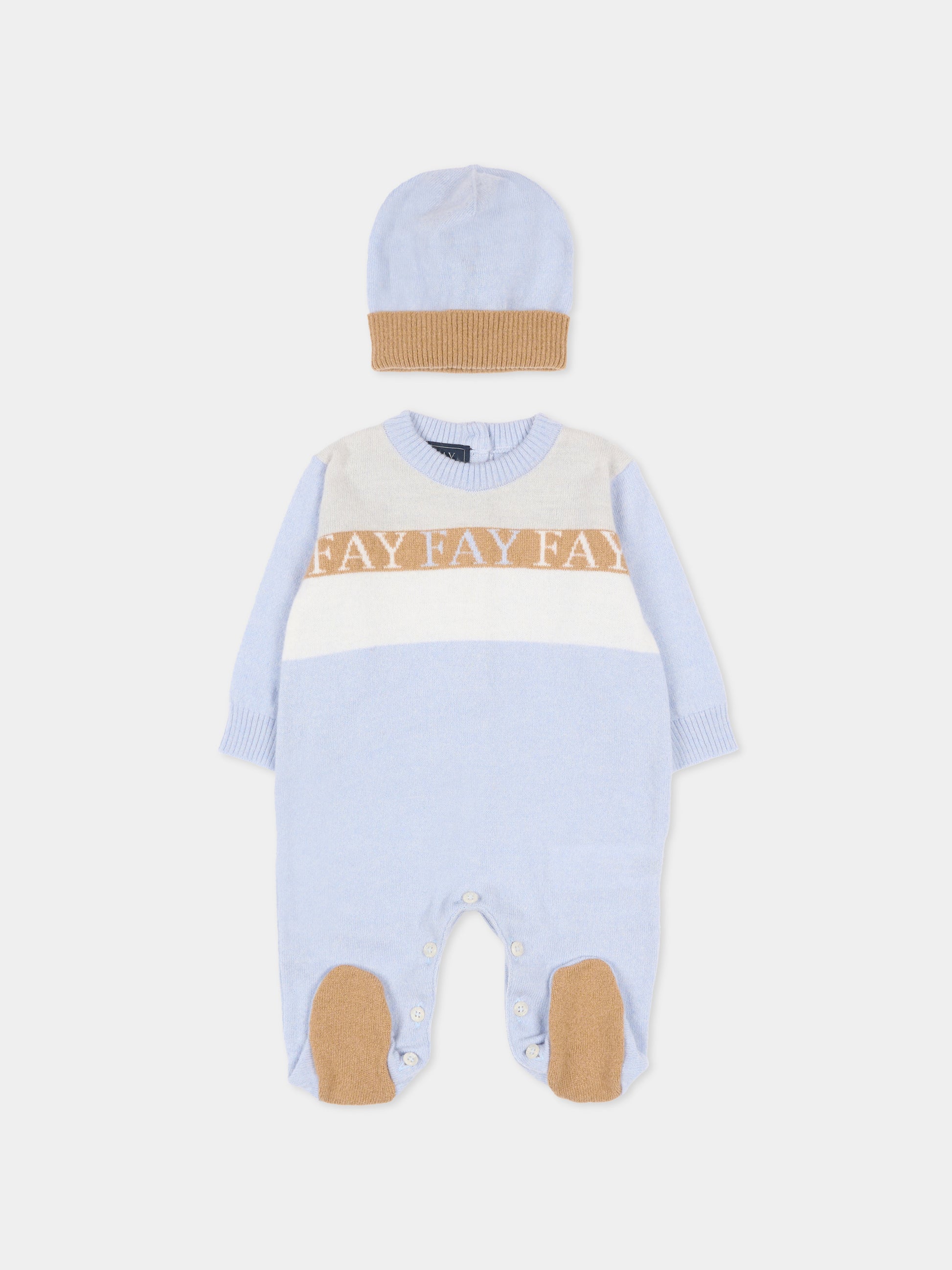 Set celeste per neonato con logo,Fay Kids,FTB500 W0023 602