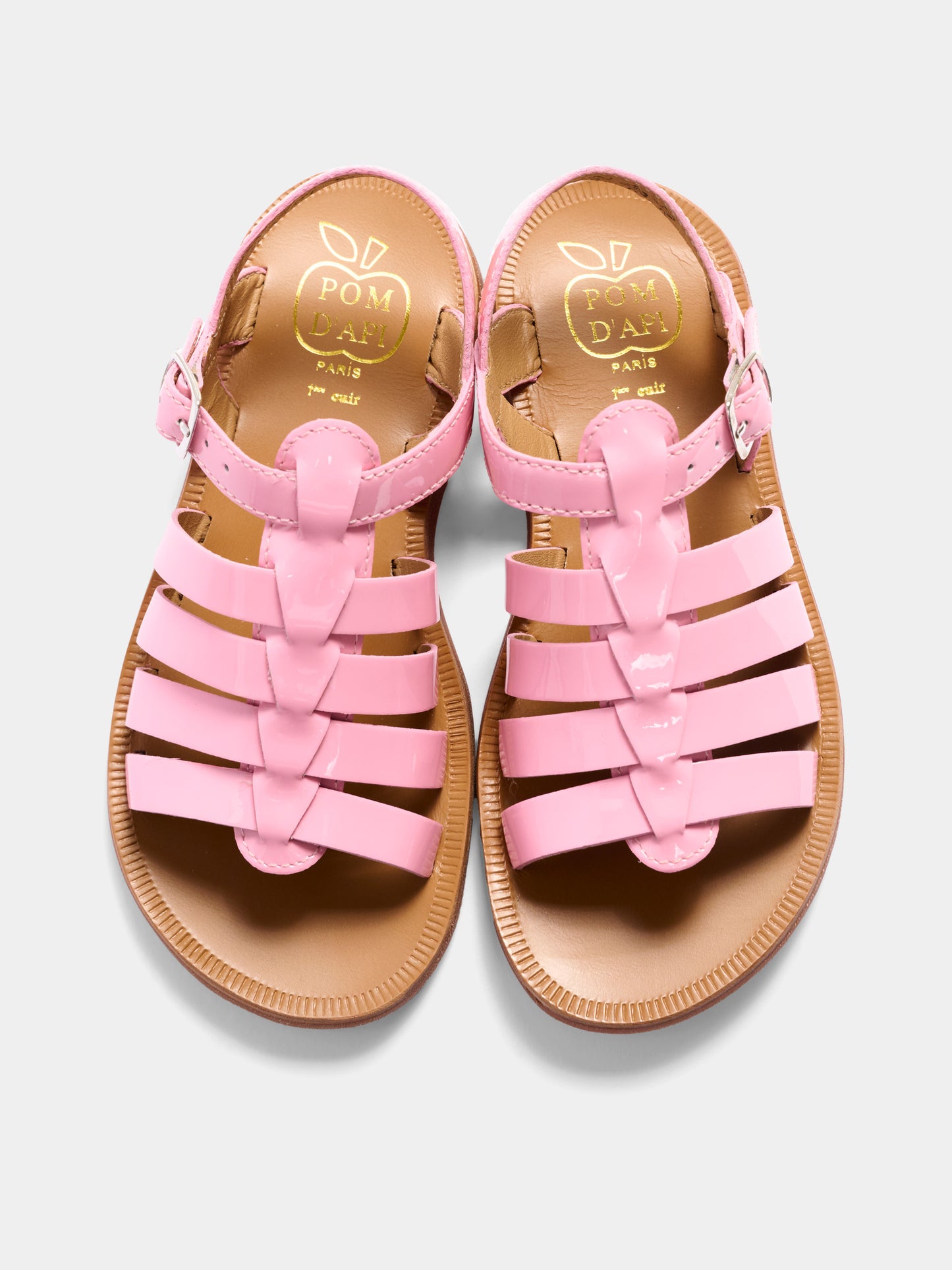 Sandali rosa per bambina in vernice,Pom D'api,U 1 FA VR04 12 PINK CANDY