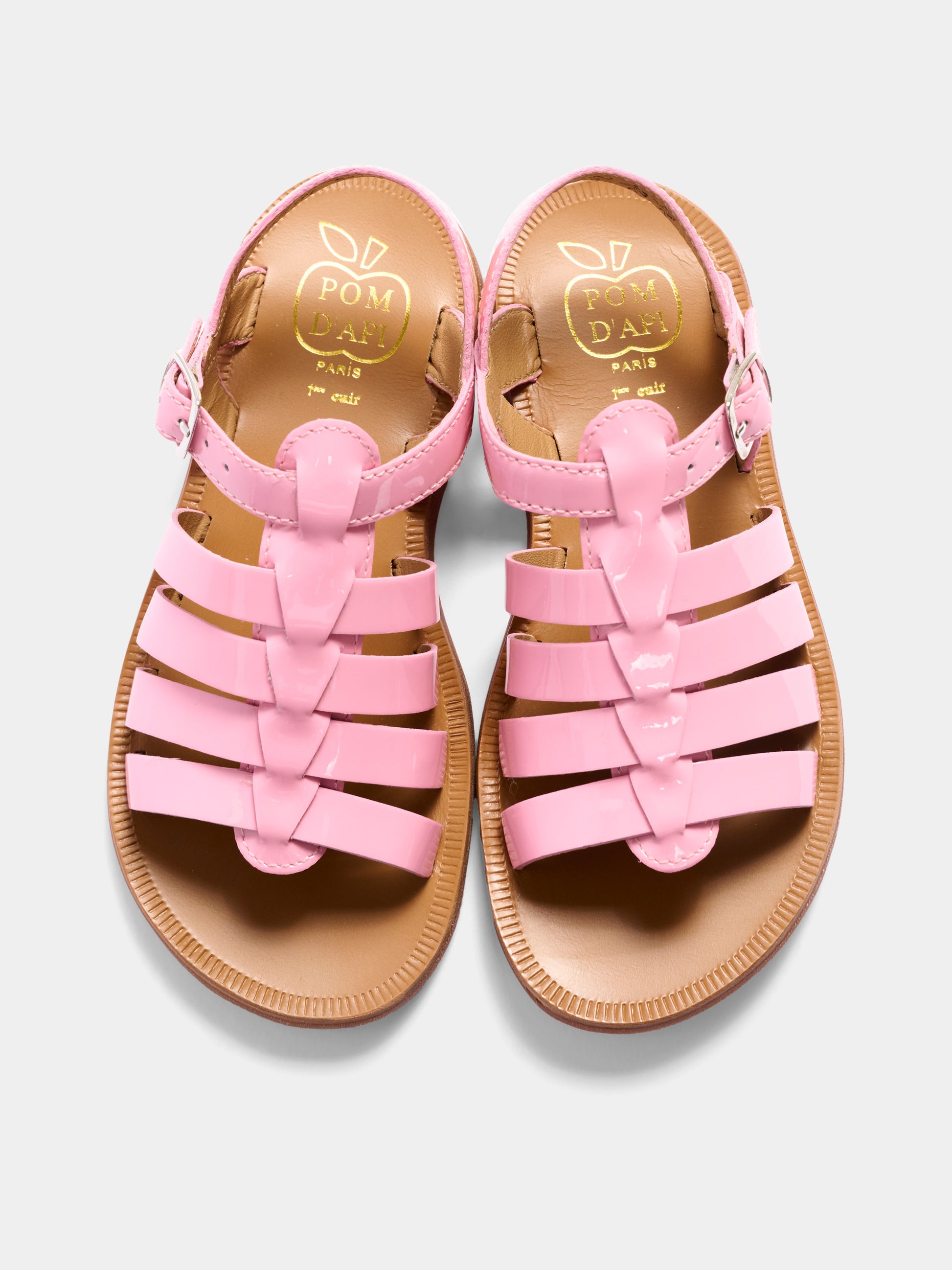 Sandali rosa per bambina in vernice,Pom D'api,U 1 FA VR04 12 PINK CANDY