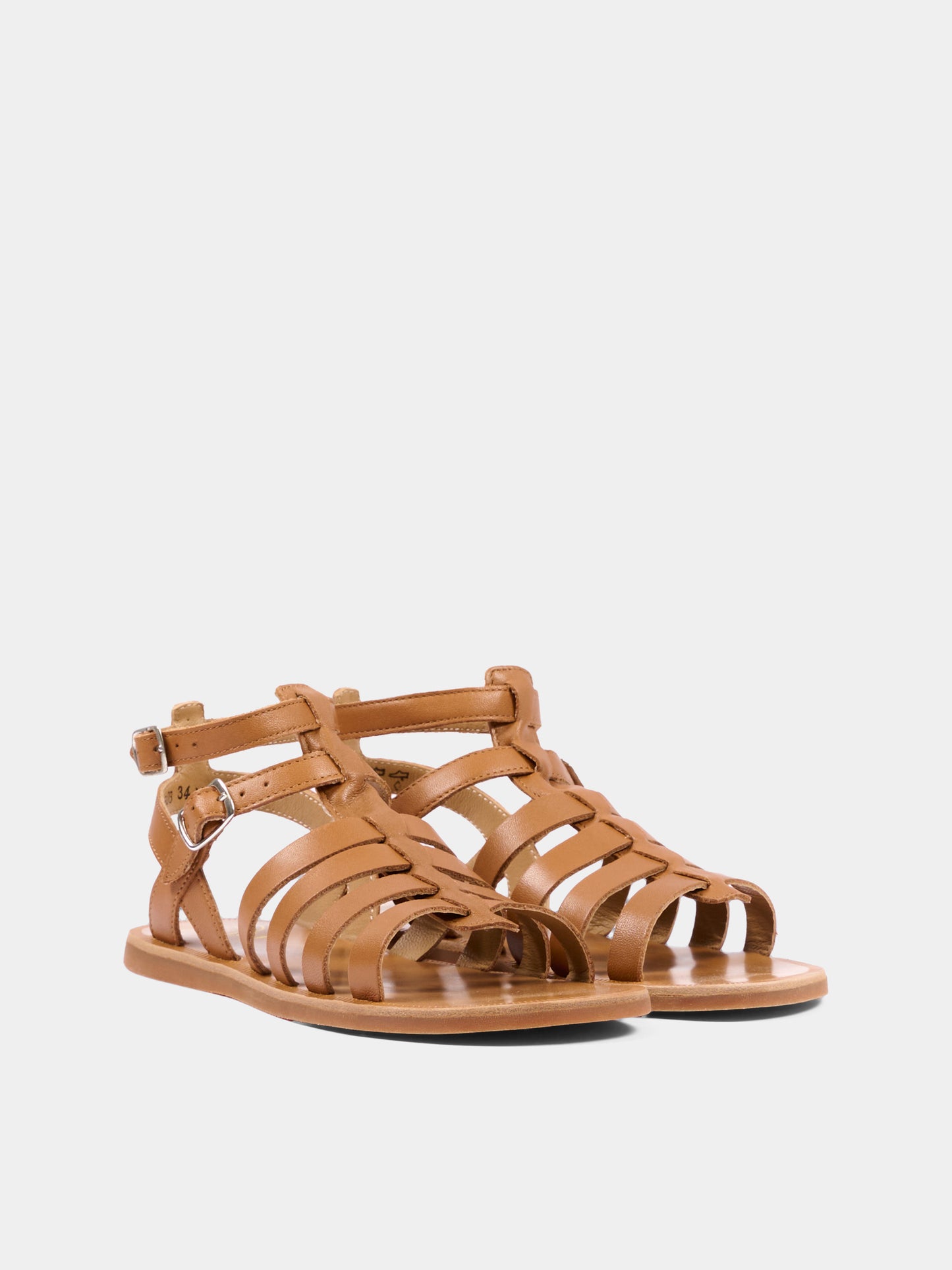 Sandali marroni per bambina,Pom D'api,U 1 FF NA04 08 CUERO