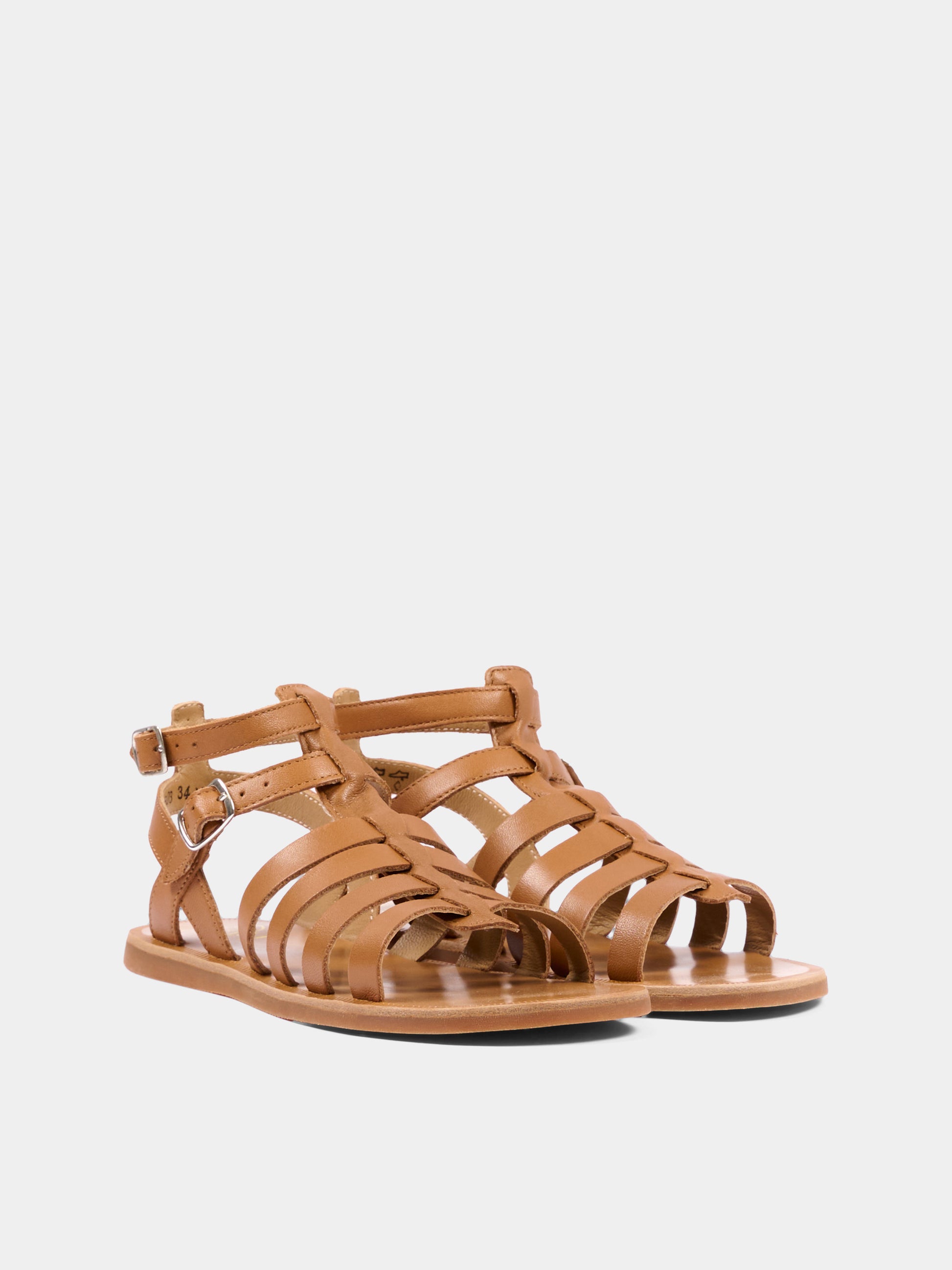 Sandali marroni per bambina,Pom D'api,U 1 FF NA04 08 CUERO