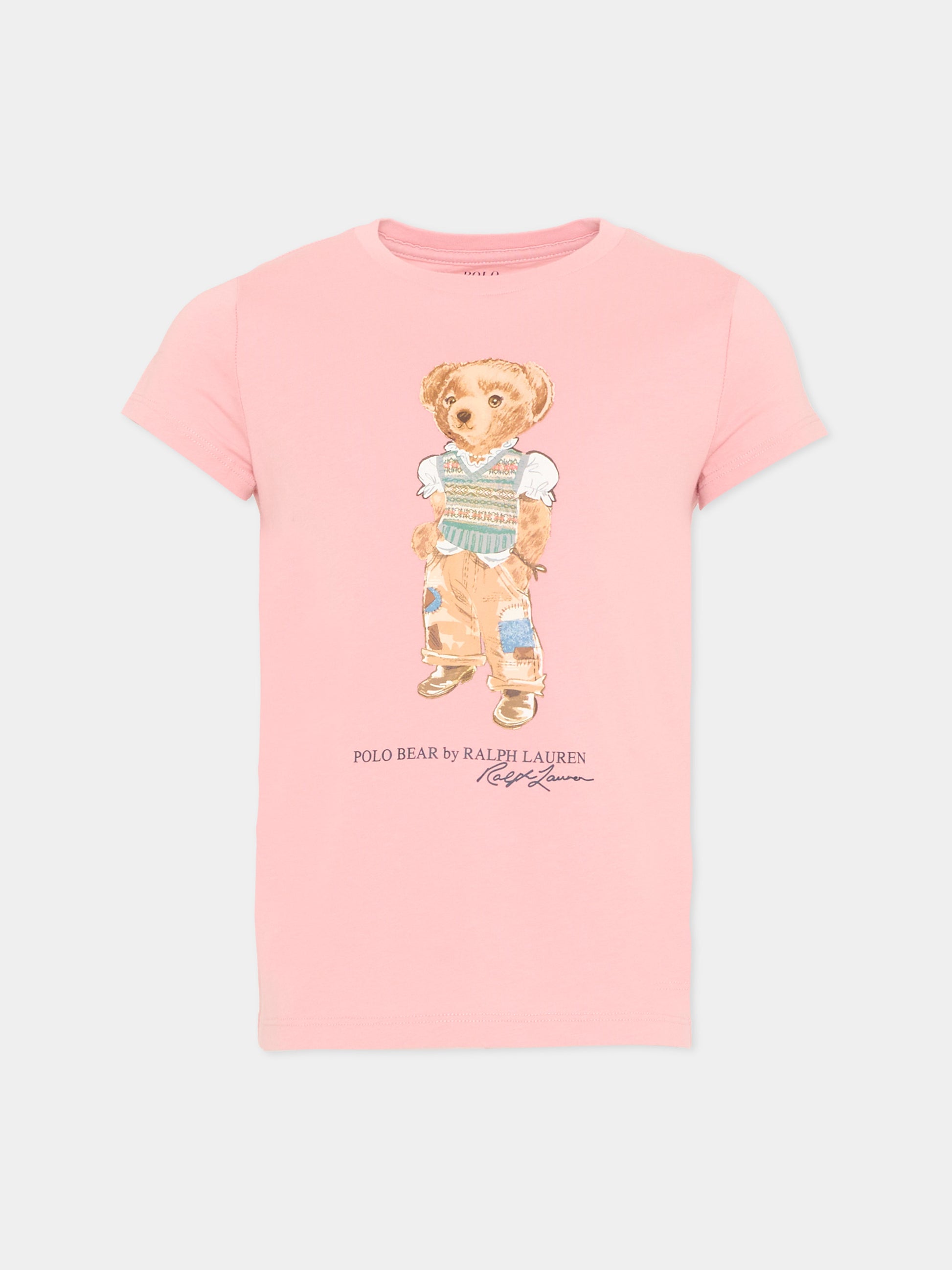 T-Shirt rosa Polo Bear per bambina,Ralph Lauren Kids,B20033001