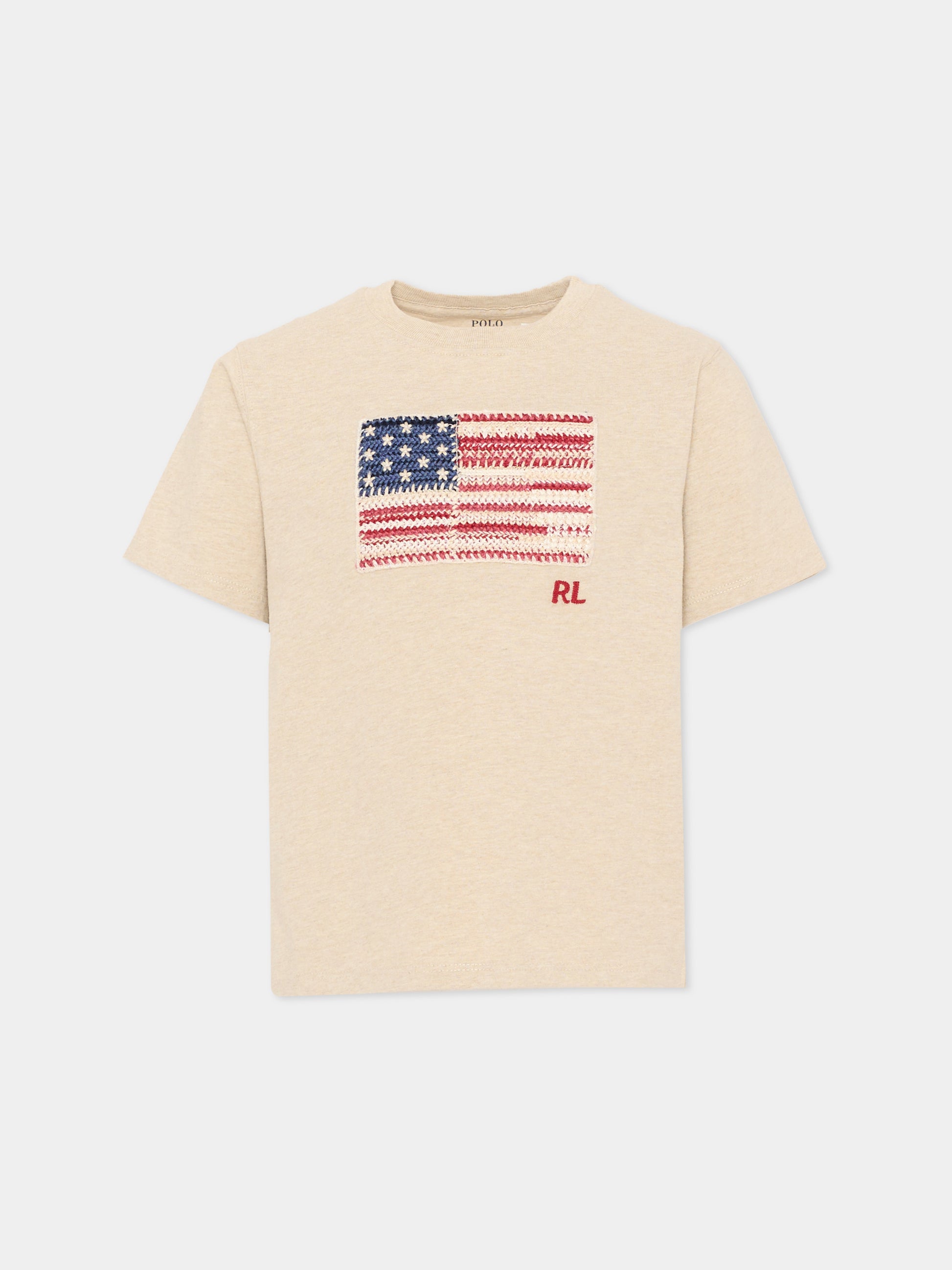 T-Shirt beige per bambina,Ralph Lauren Kids,B20043001