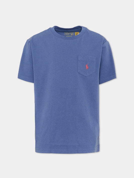 T-Shirt blu per bambino con Pony,Ralph Lauren Kids,970333504