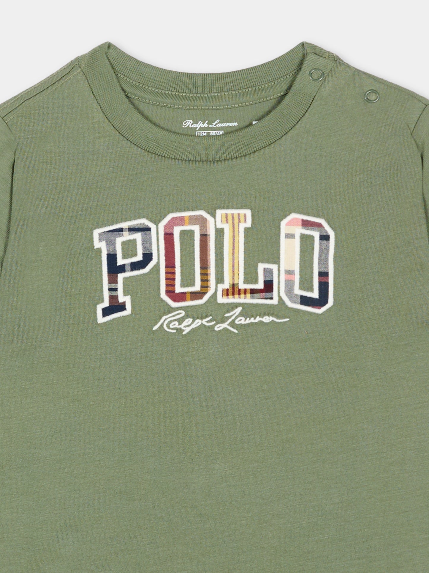 T-Shirt verde per neonata con logo,Ralph Lauren Kids,B18474001