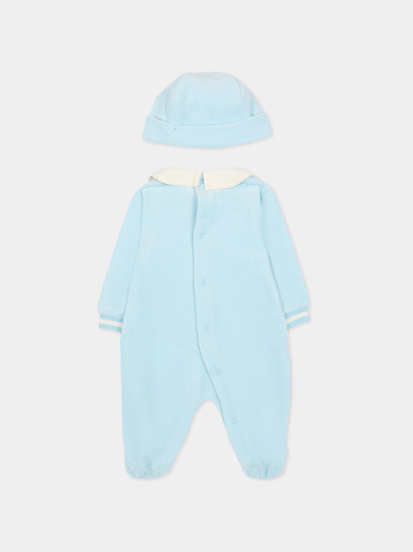 Set tutina celeste per neonato con patch Teddy Bear,Moschino Kids,MUY08H LGA27 40304