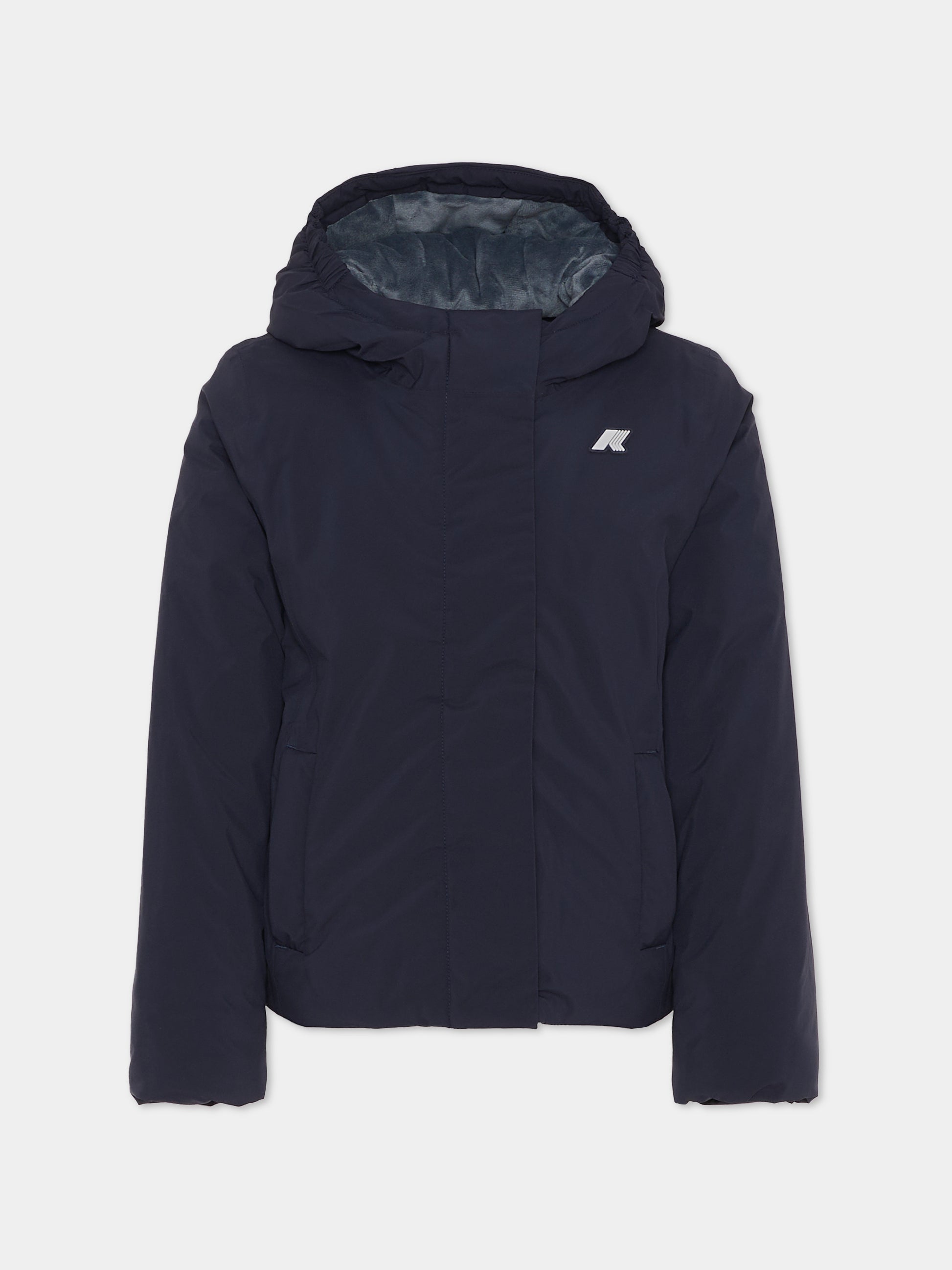 Piumino Lily Soft Touch Marmotta blu per bambina con logo,K-way,K4137WW AL9