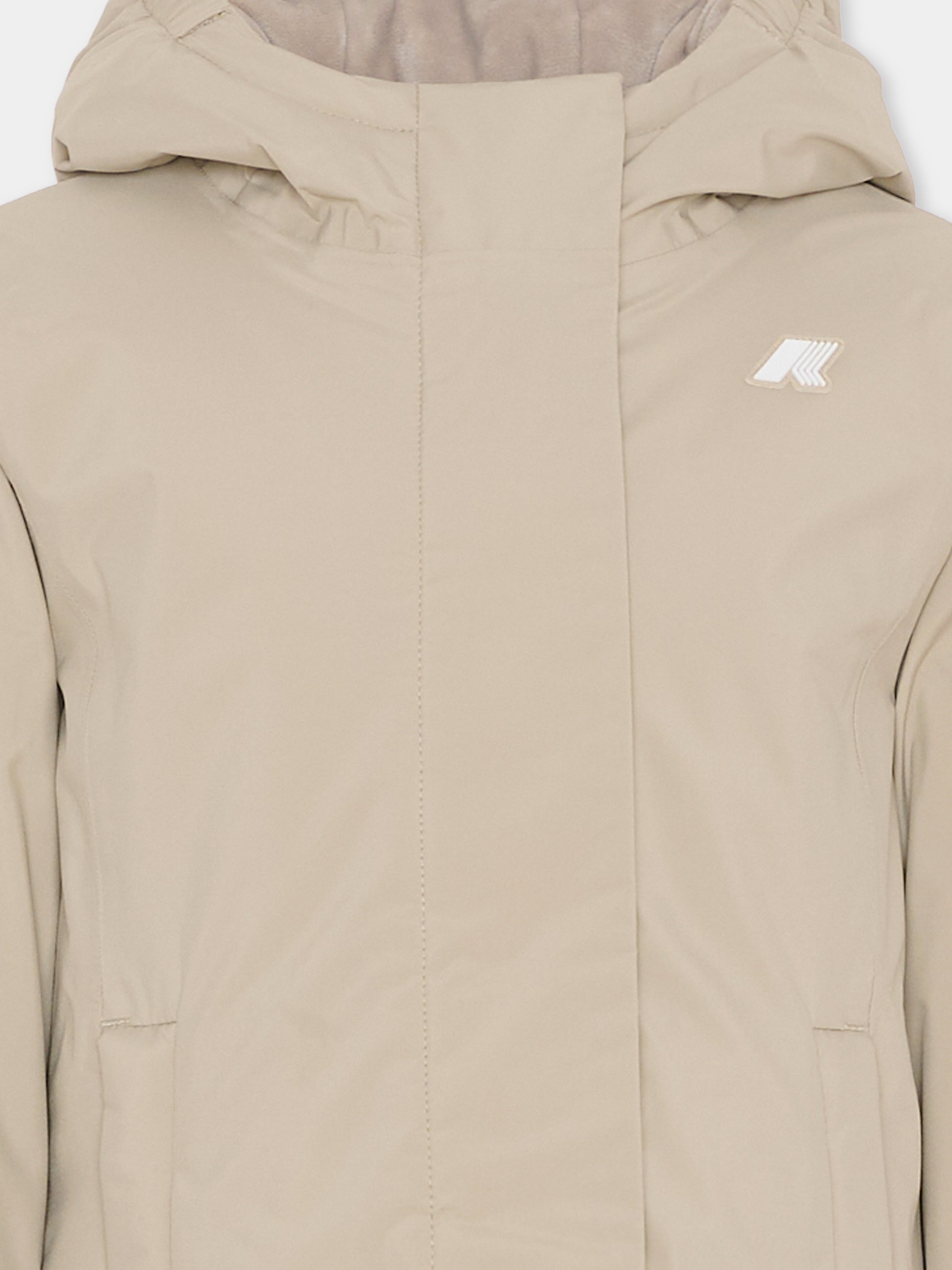 Piumino Lily Soft Touch Marmotta beige per bambina con logo,K-way,K4137WW B2X