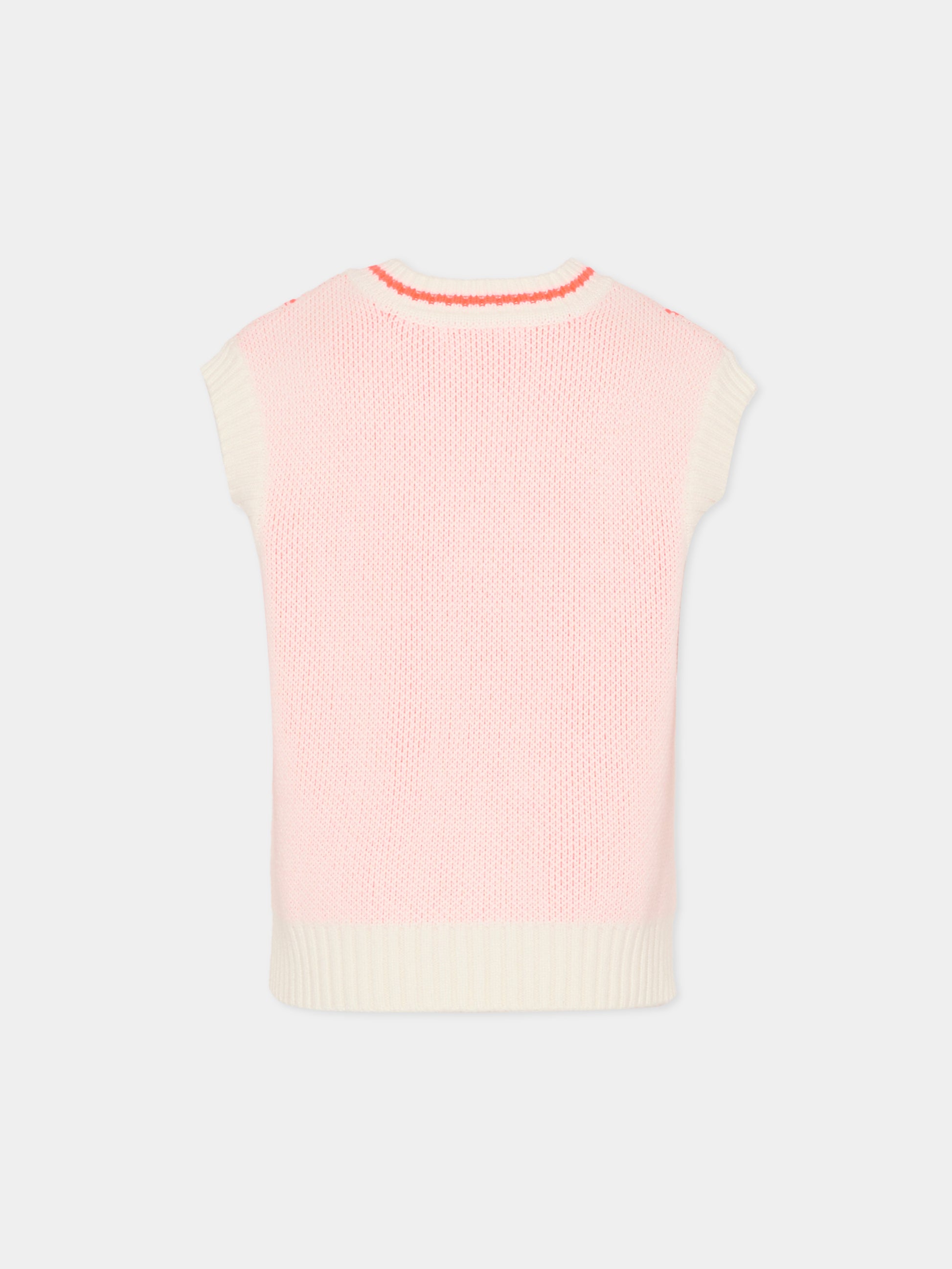 Gilet avorio per bambina con cuori arancioni,Billieblush,U21215 121