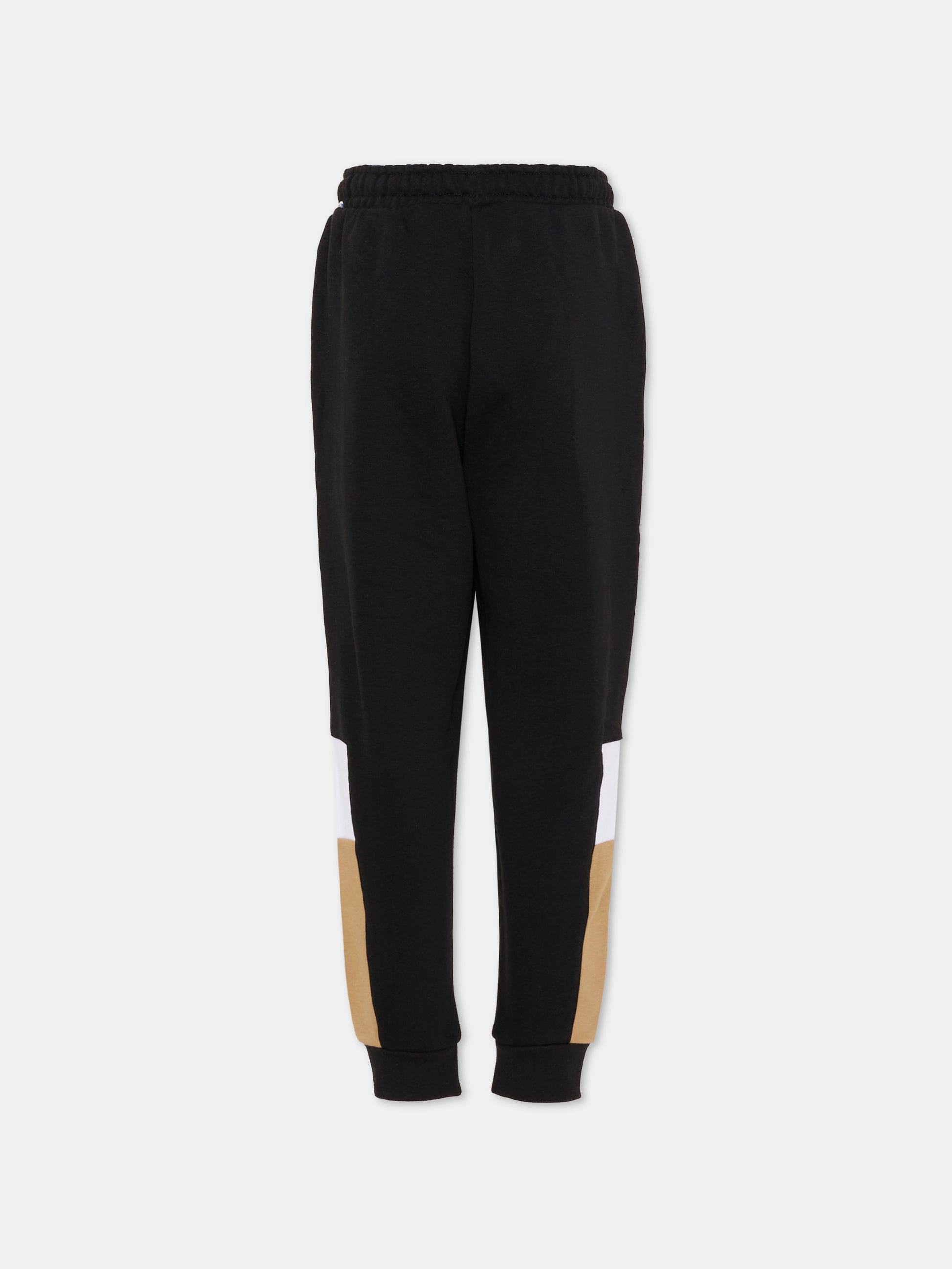 Pantaloni neri per bambino con logo bianco,Boss,J52290 09B