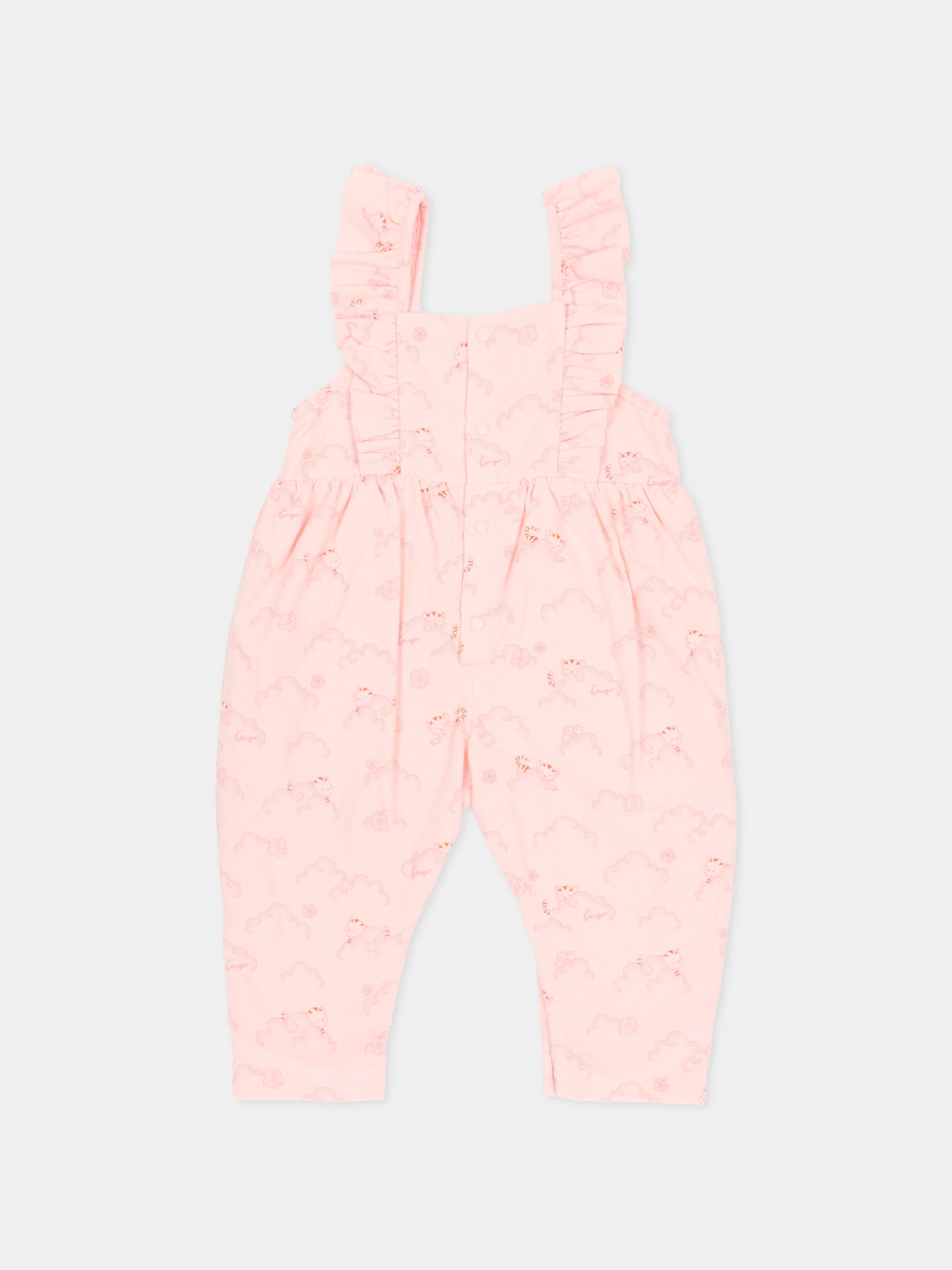 Salopette rosa per neonata con gatto,Kenzo Kids,K61233 46T