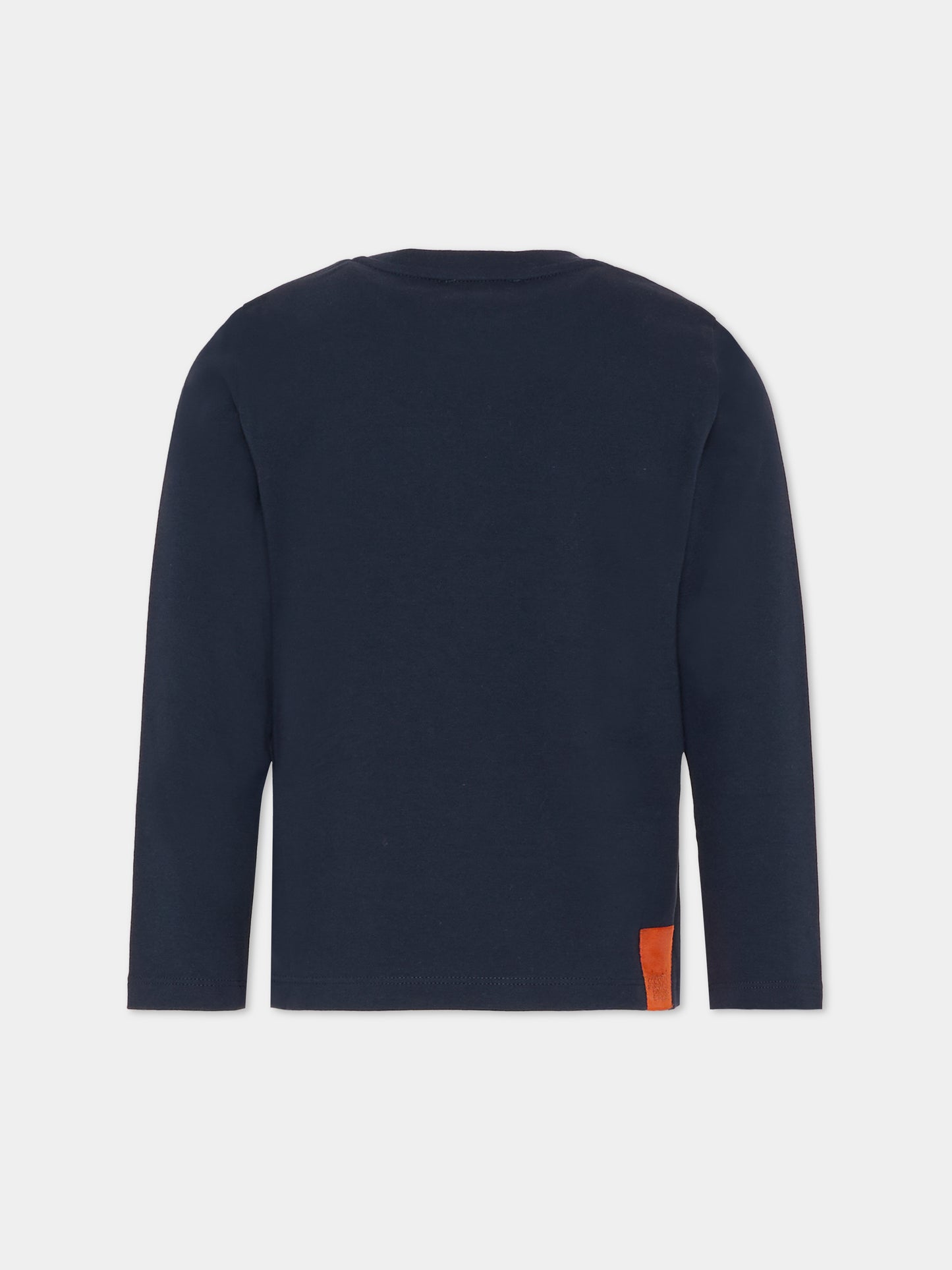 T-shirt blu per bambina con fiori bianchi,Kenzo Kids,K61368 845