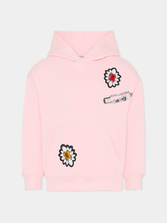 Felpa rosa per bambina con logo,Marc Jacobs,W60578 475