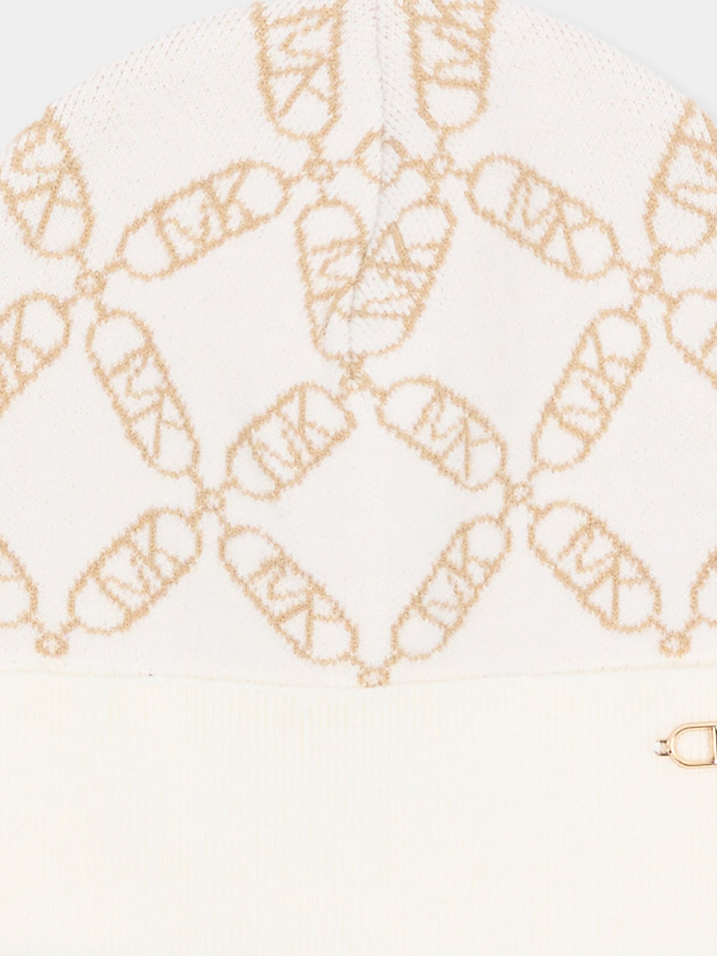 Berretto avorio per bambina con logo all over,Michael Kors,R30520 117