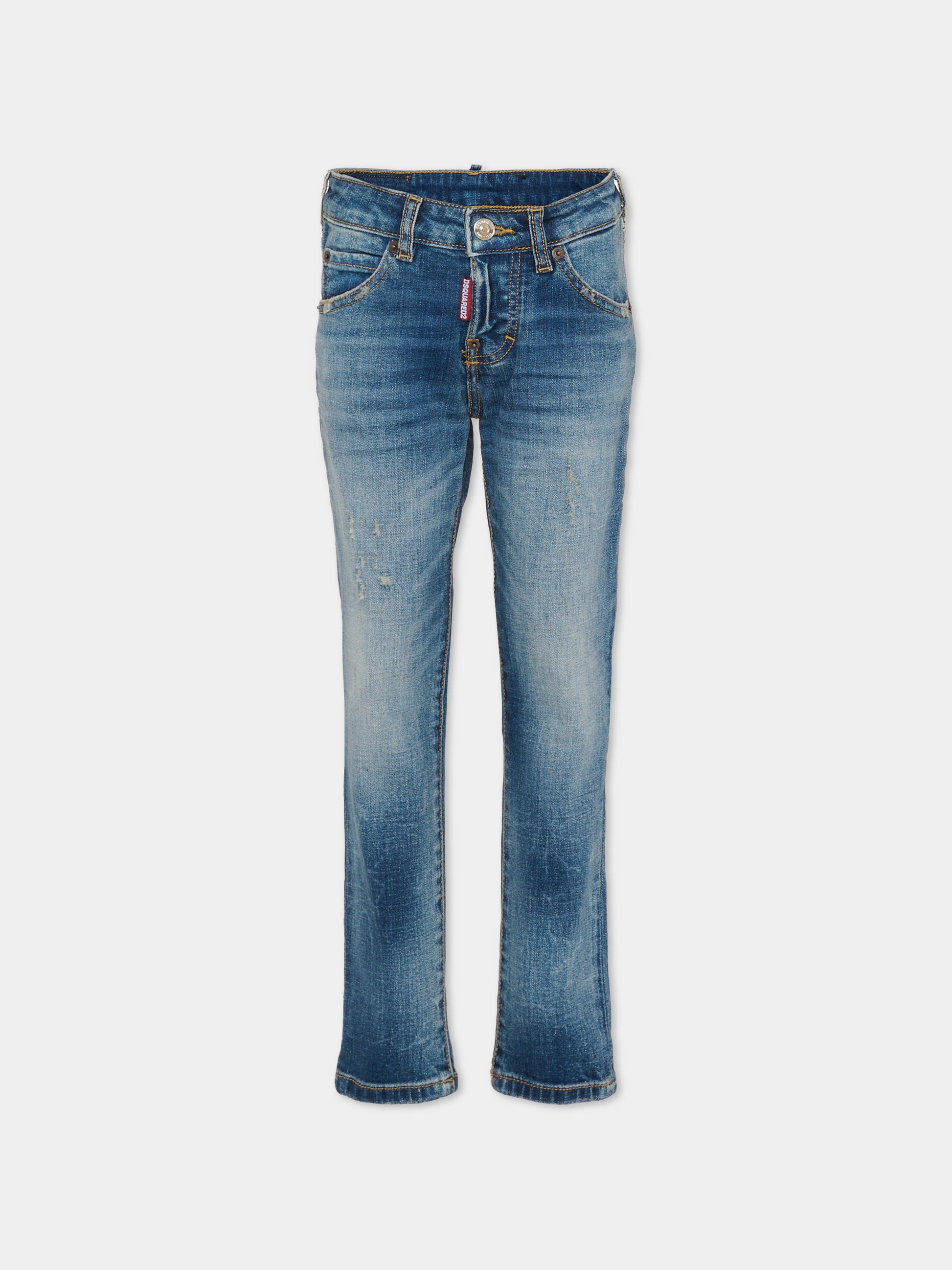 Jeans blu per bambino con patch logato,Dsquared2,DQ0239-D0AEU-DQ01