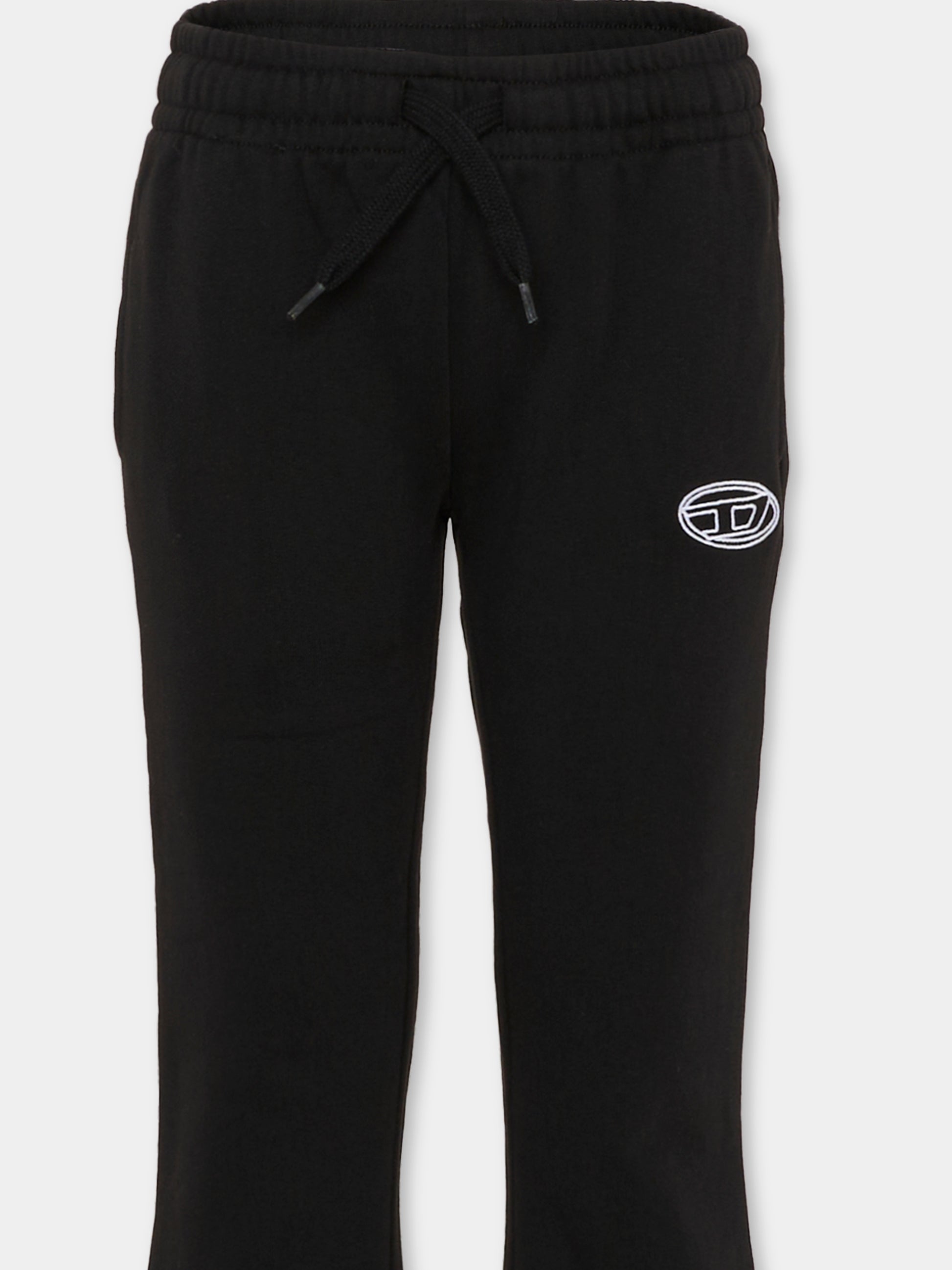 Pantaloni neri per bambina con logo bianco,Diesel,J02419-KYAX3-K900