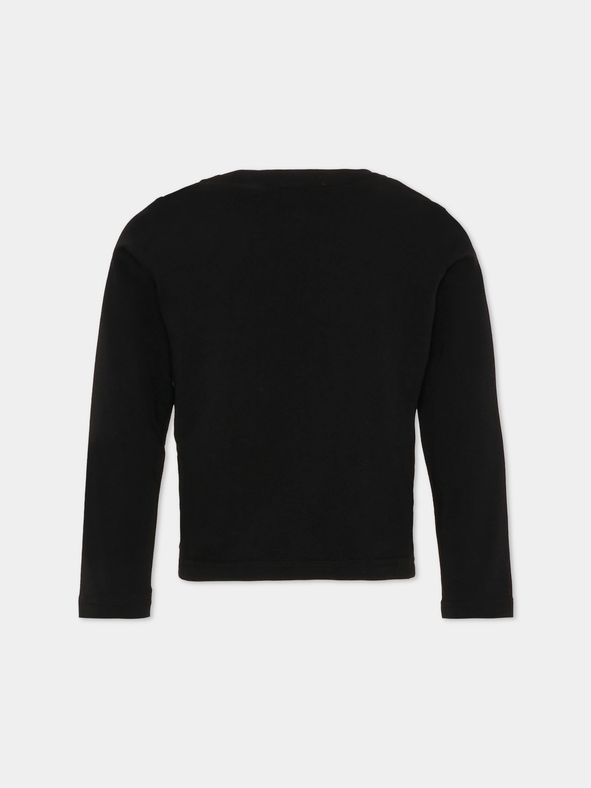 T-shirt nera per bambina con logo nero,Diesel,J02431-00YI9-K900