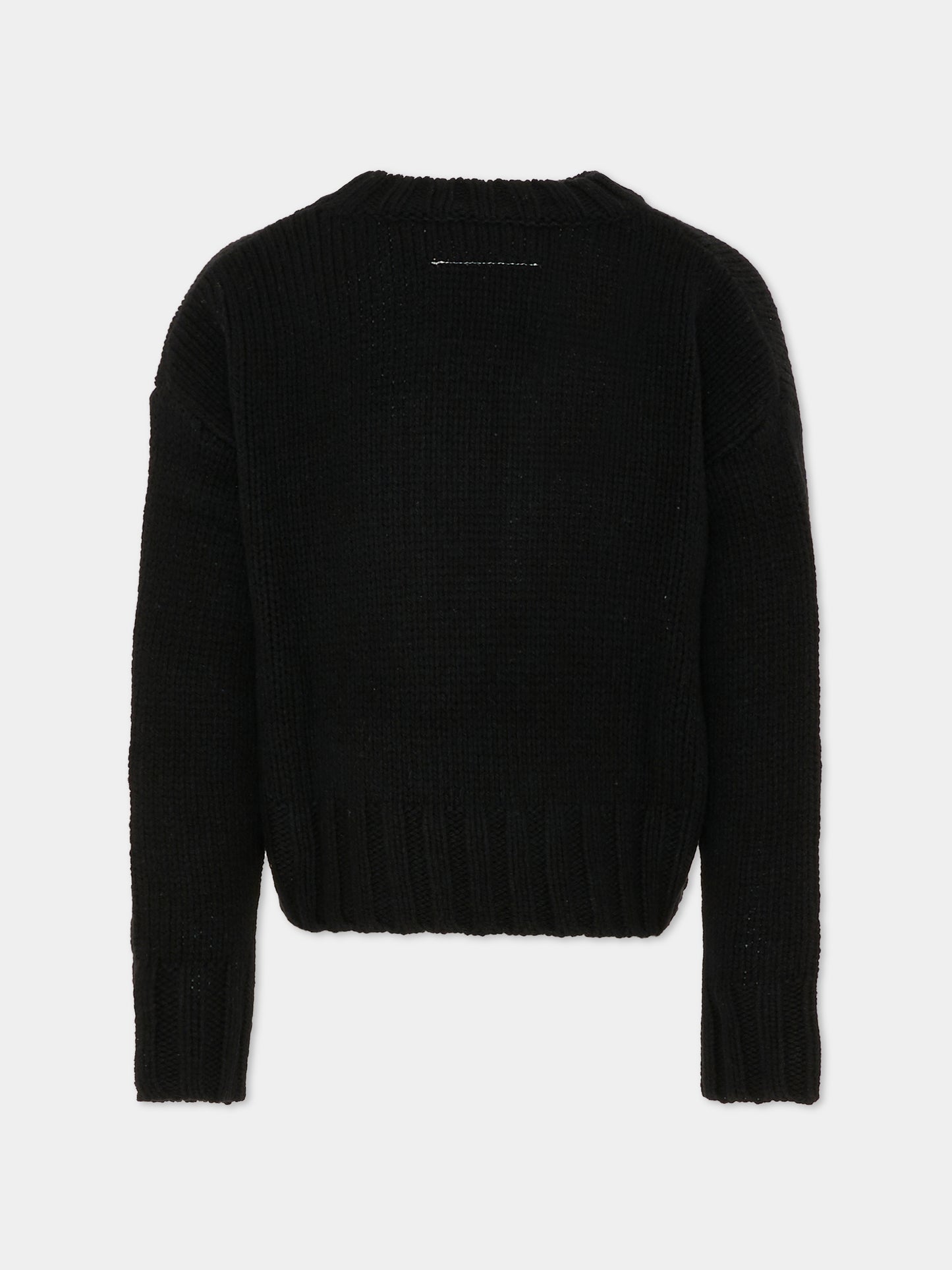 Maglione nero per bambina con logo,Mm6 Maison Margiela,M60882-MM06M-M6900