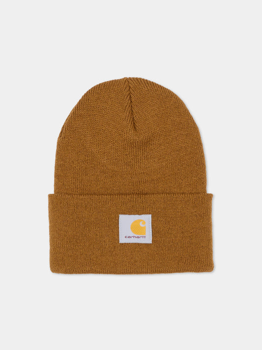 Berretto marrone per bambini con patch,Carhartt,0200146 BROWN