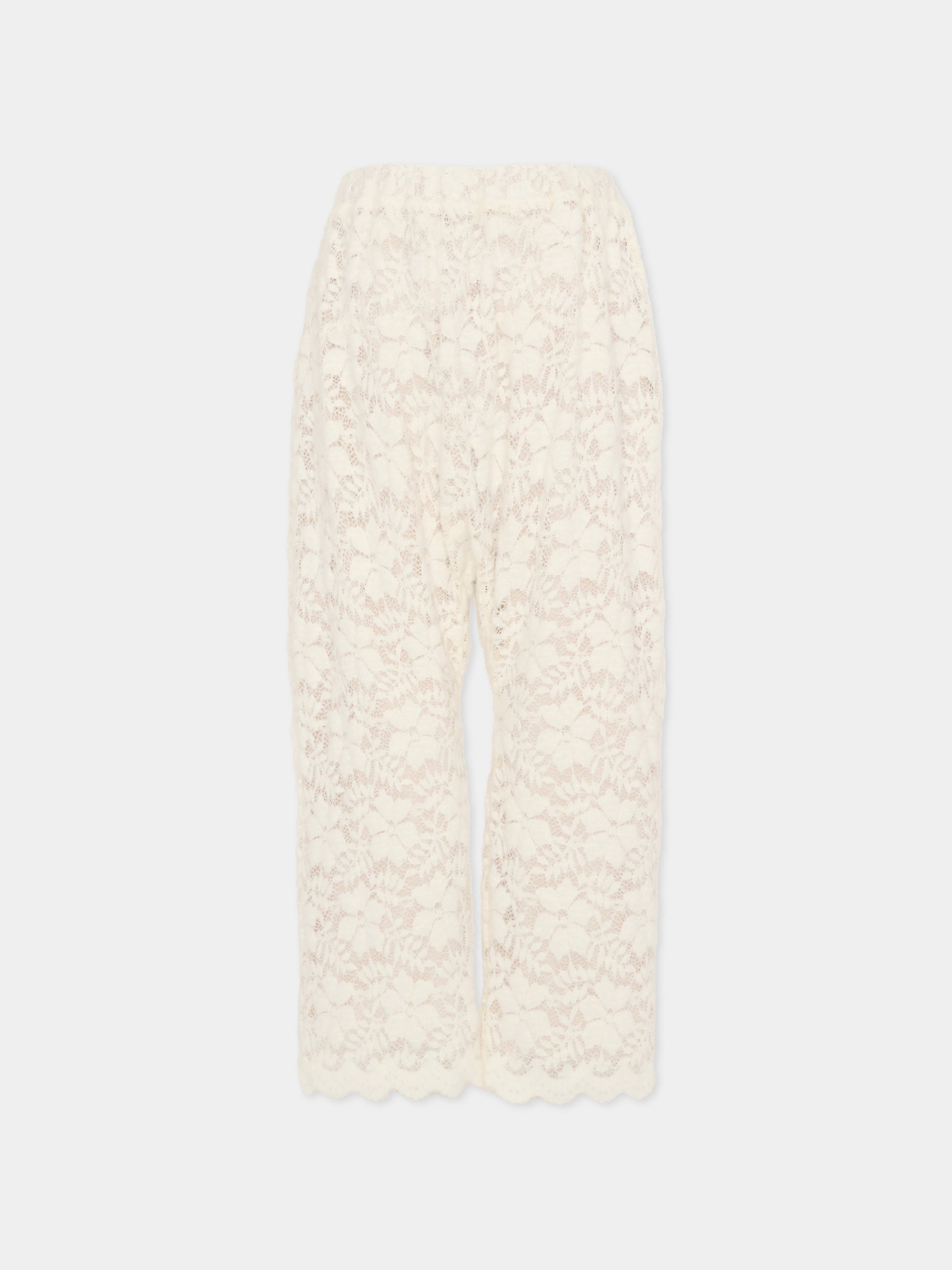 Pantaloni avorio per bambina con motivo floreale,Douuod Kids,DX6A60 U0237 101