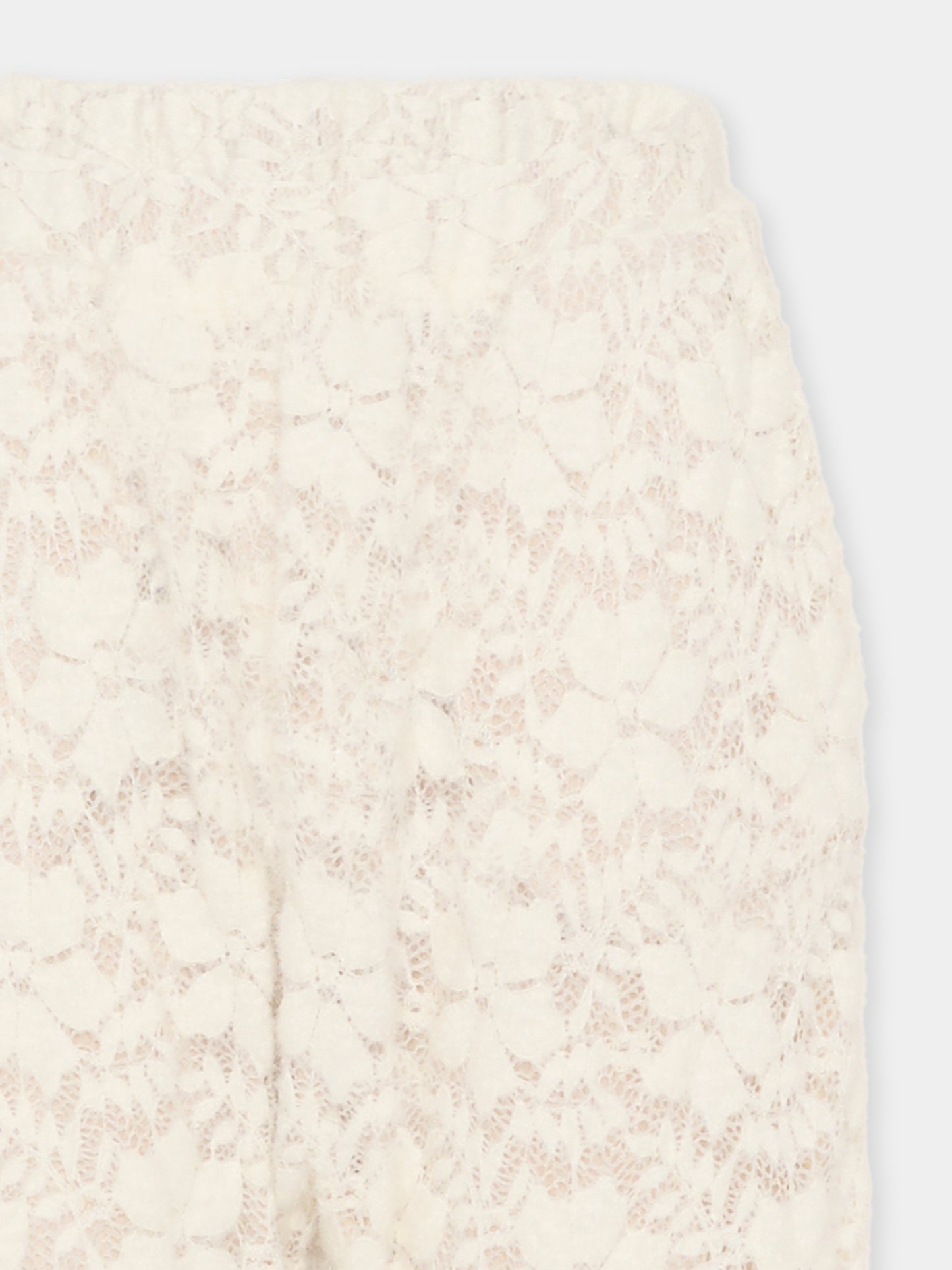 Pantaloni avorio per bambina con motivo floreale,Douuod Kids,DX6A60 U0237 101