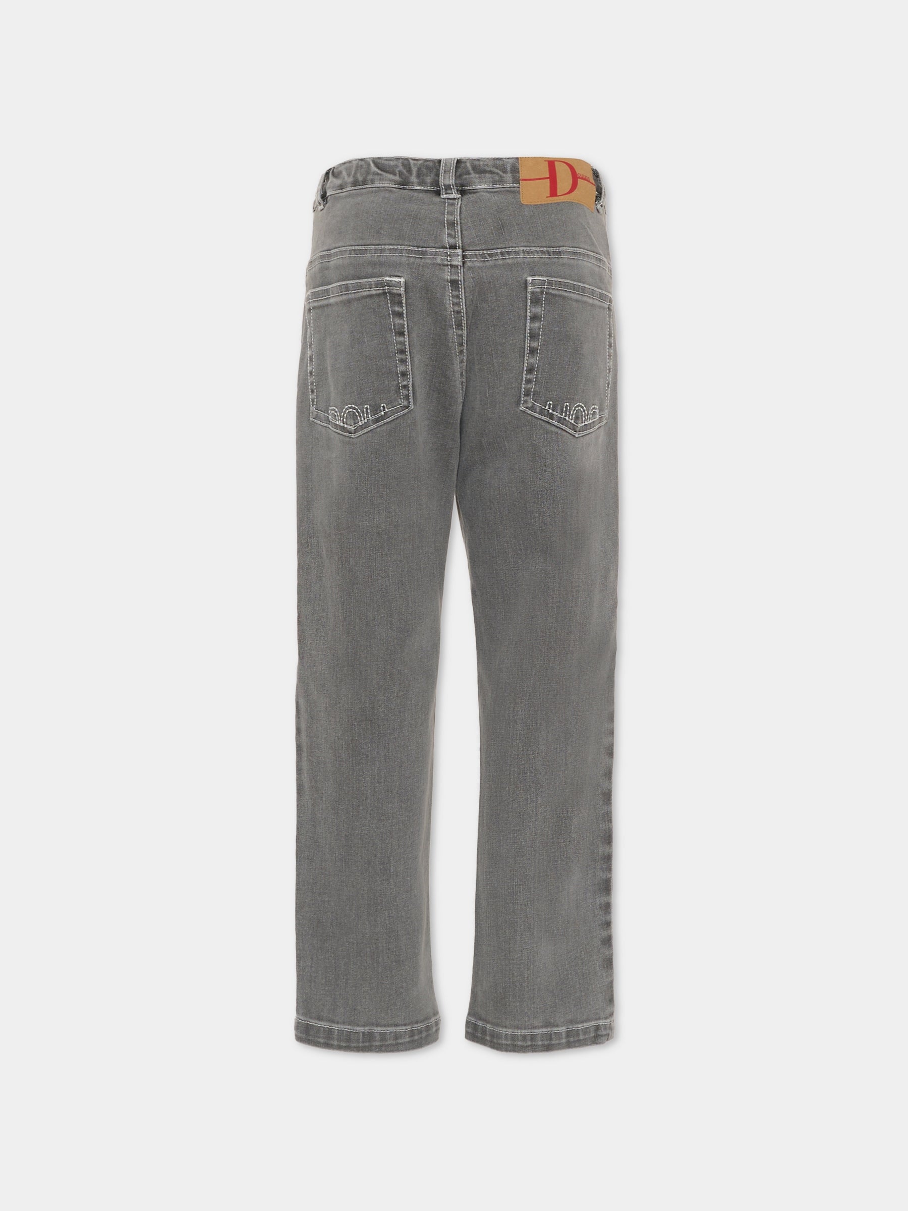 Jeans grigi per bambina con logo,Douuod Kids,DX6P20 Z2869 916