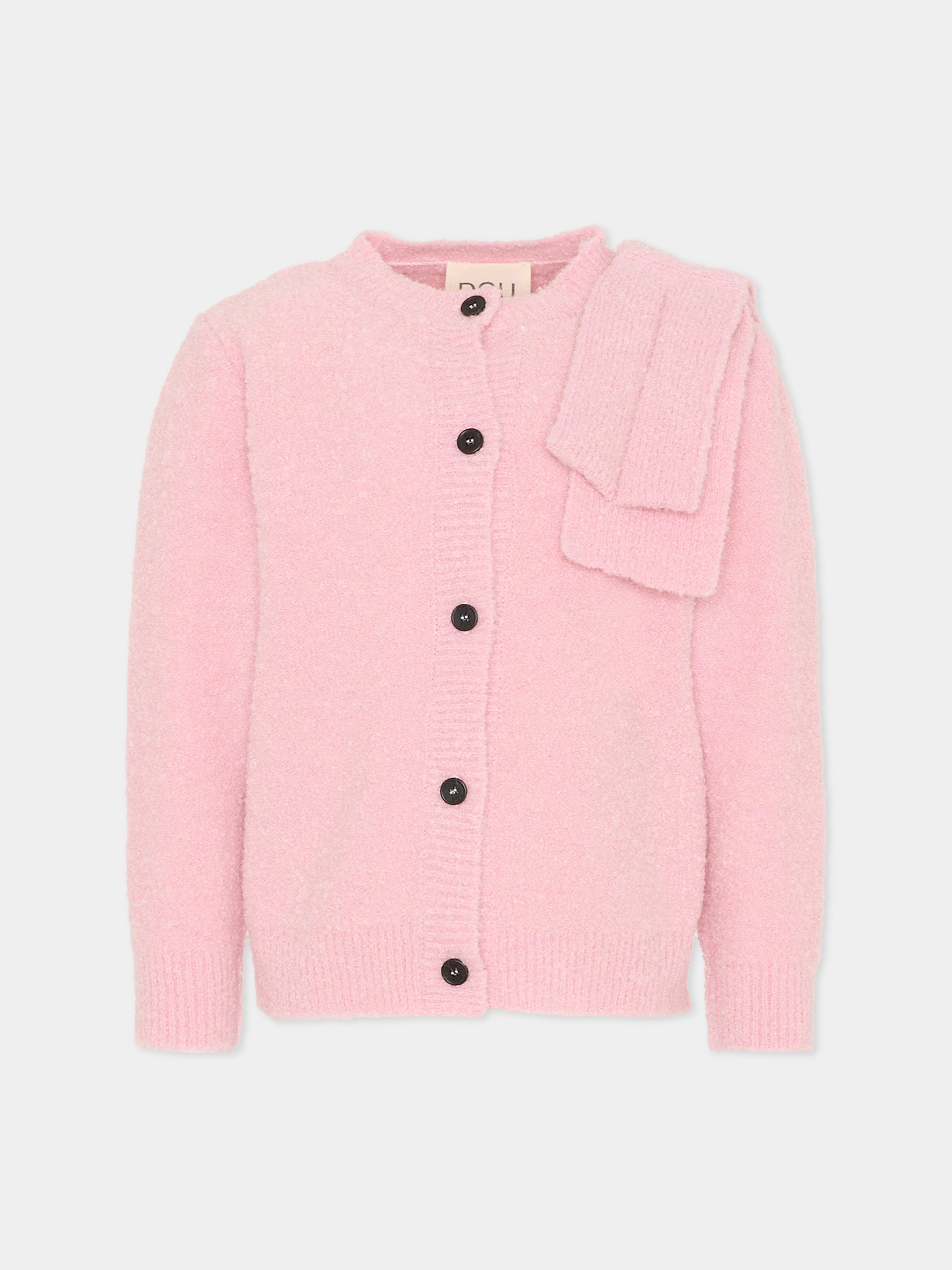 Cardigan rosa per bambina con fiocco,Douuod Kids,DX9A20 W0223 511