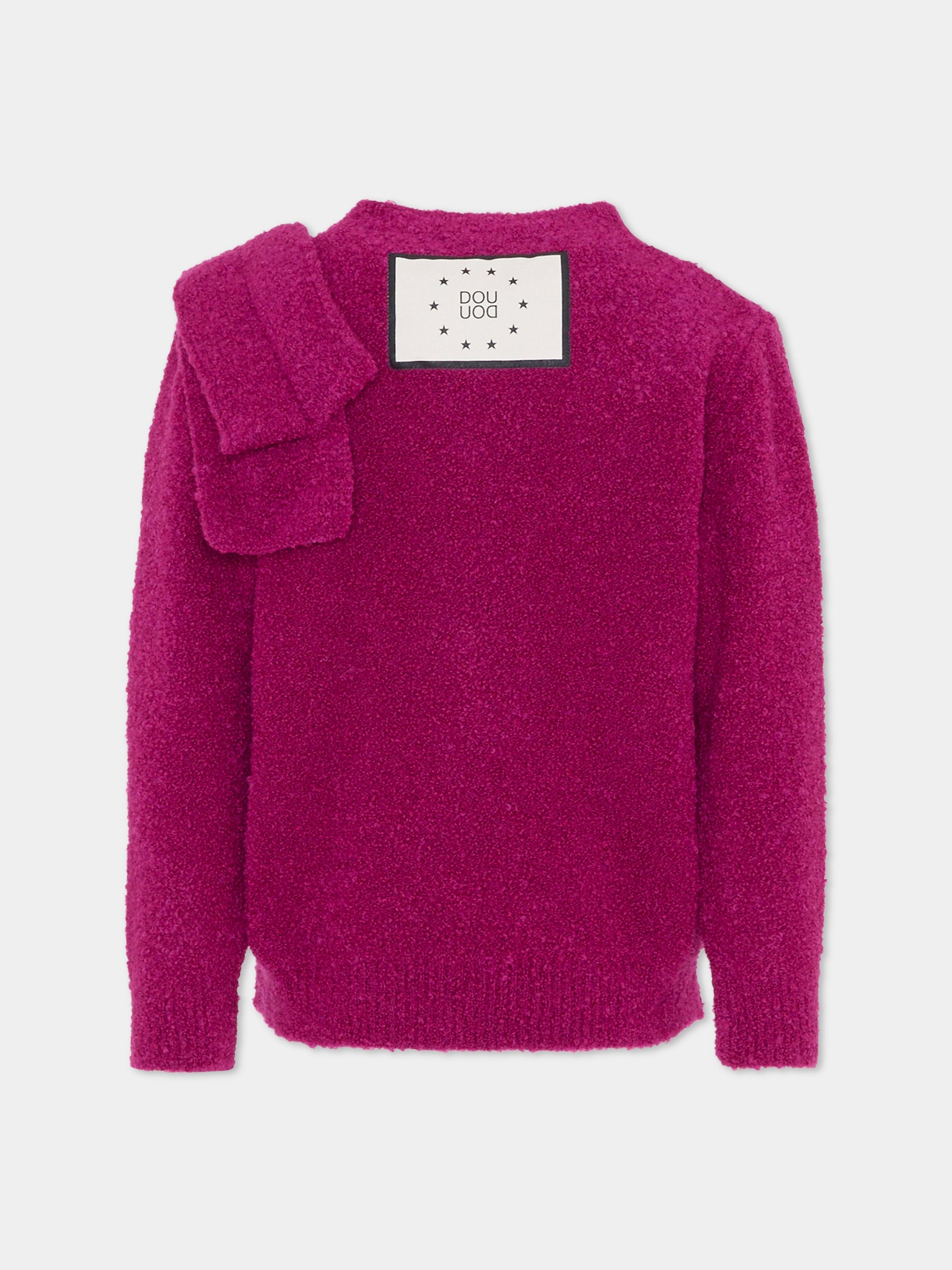 Cardigan viola per bambina con fiocco,Douuod Kids,DX9A20 W0223 560