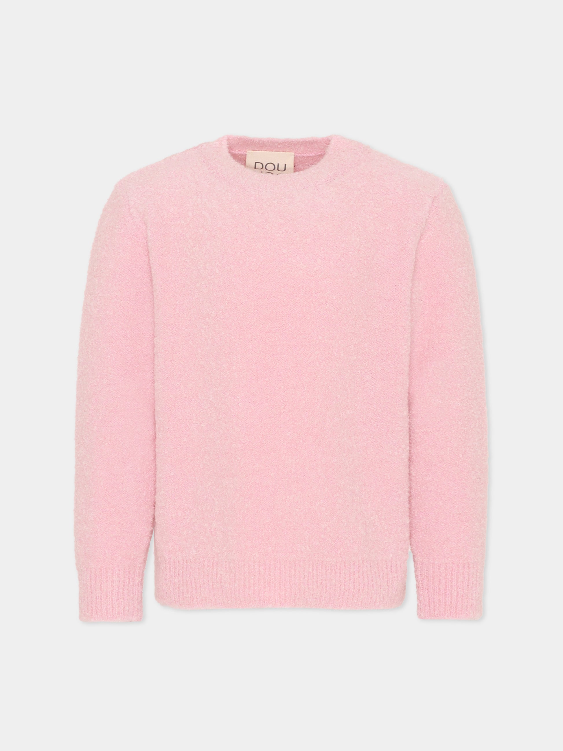 Maglione rosa per bambina con logo,Douuod Kids,DX9A60 W0223 511